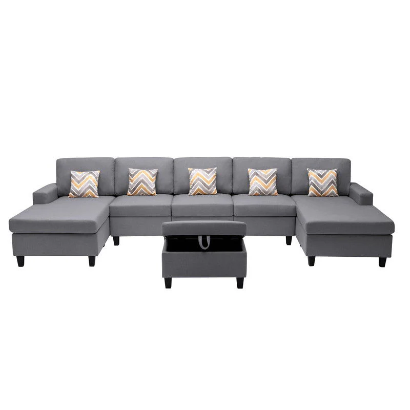 Nolan - Fabric 6 Piece Sectional Sofa With Pillows And Interchangeable Legs - Image 12