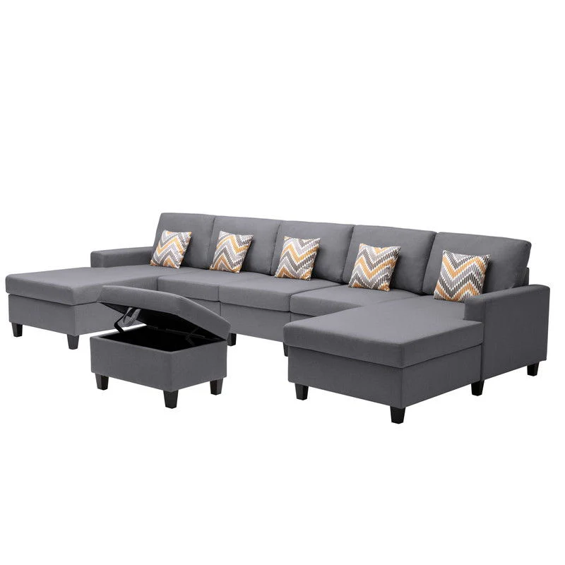 Nolan - Fabric 6 Piece Sectional Sofa With Pillows And Interchangeable Legs - Image 9
