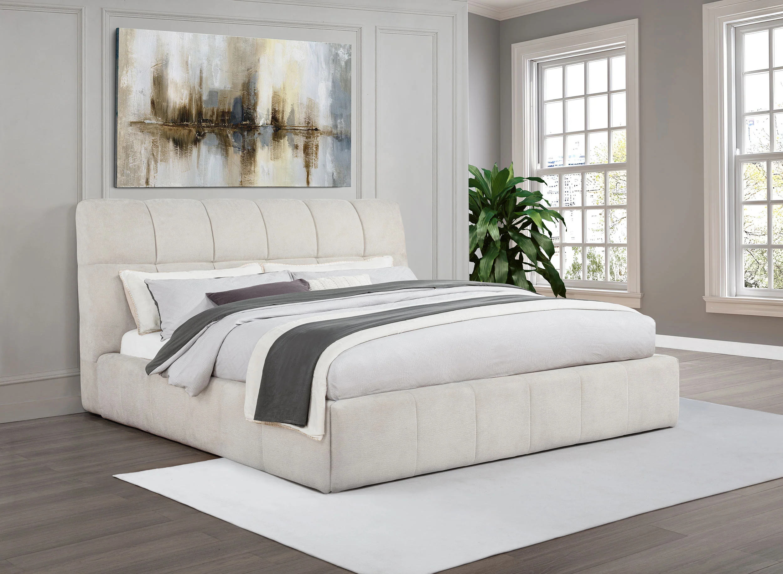 Nollet 48-inch Upholstered California King Platform Bed Cream - Image 5