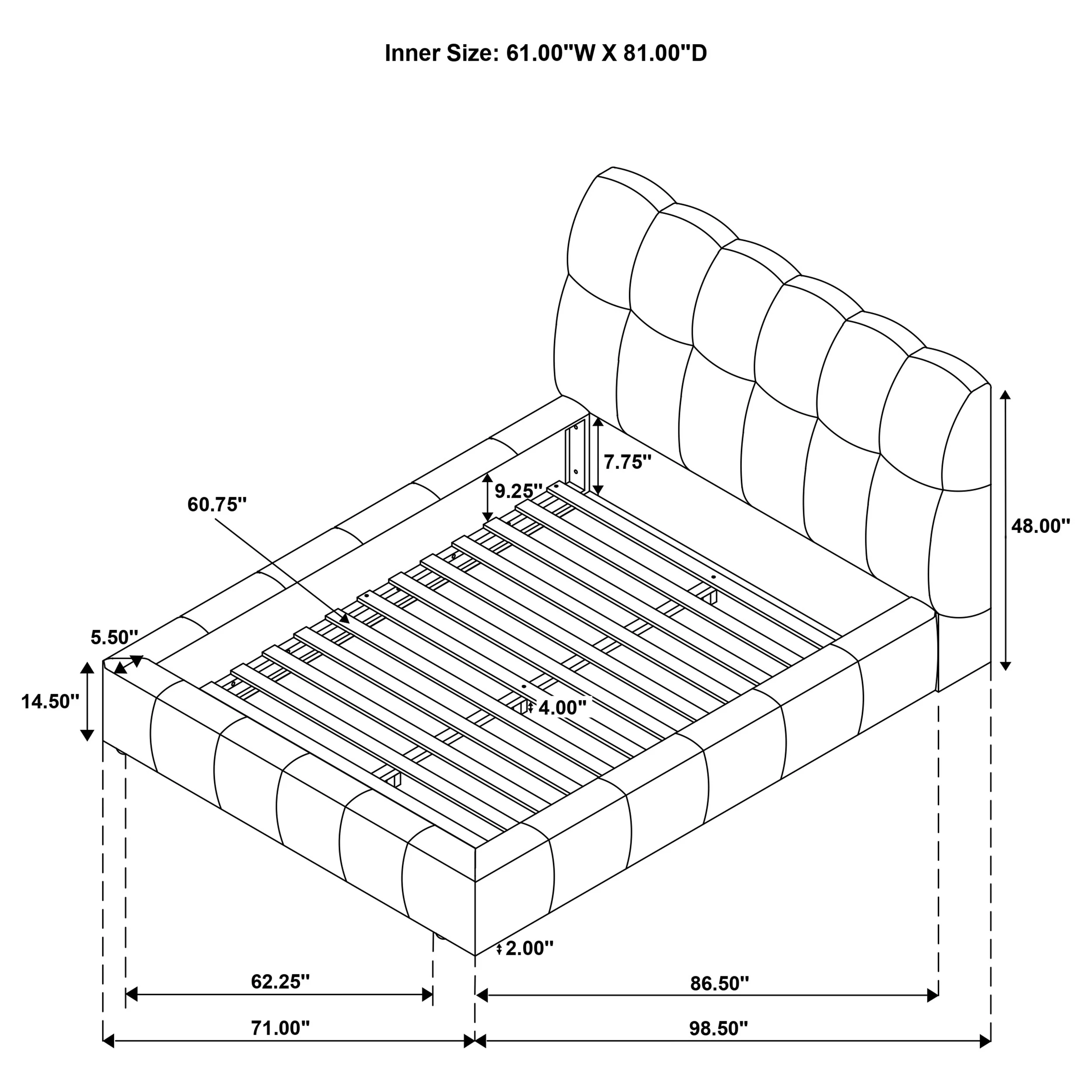 Nollet 48-inch Upholstered Queen Platform Bed Grey - Image 6