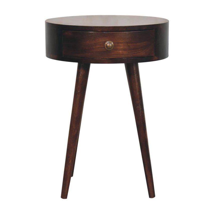 Circular Shaped Bedside Table - Walnut - Image 7