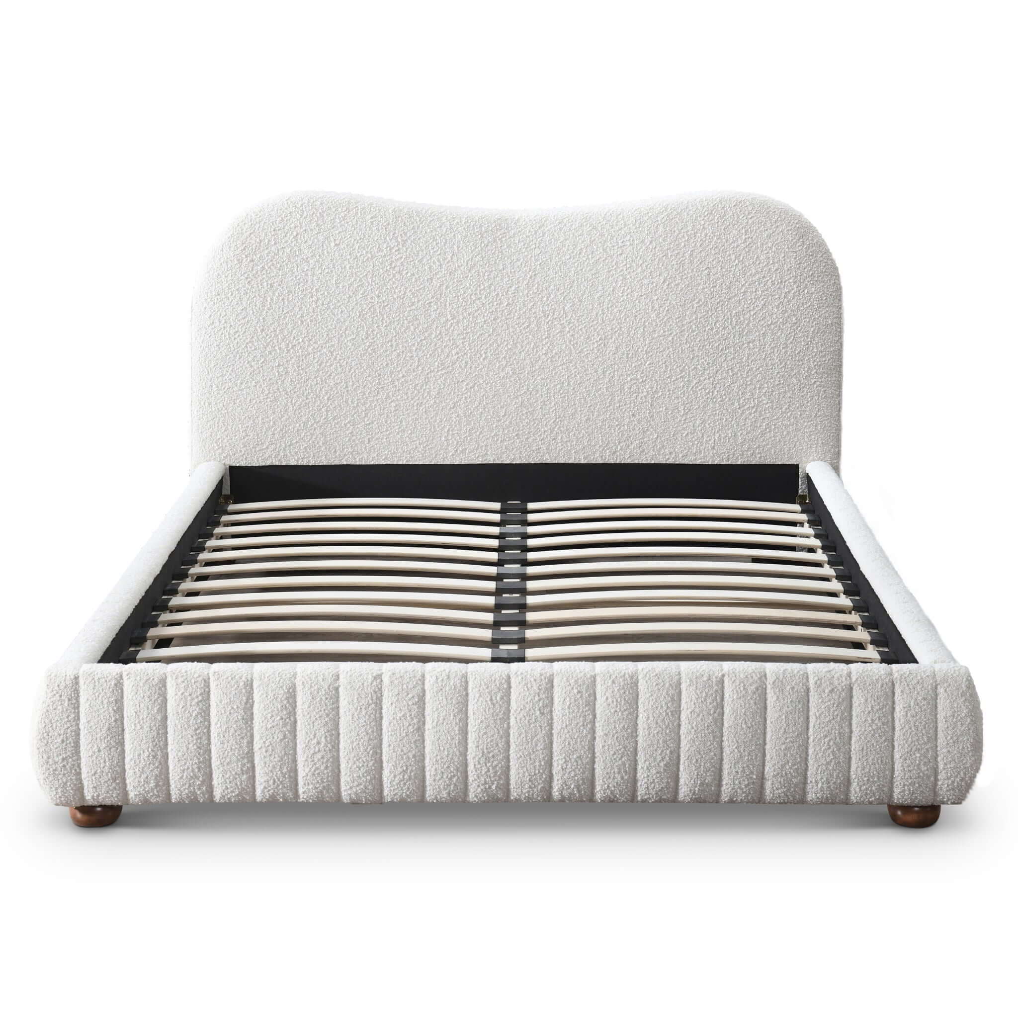 Norme - Queen Size Upholstered Low Profile Platform Bed - Cream - Image 6