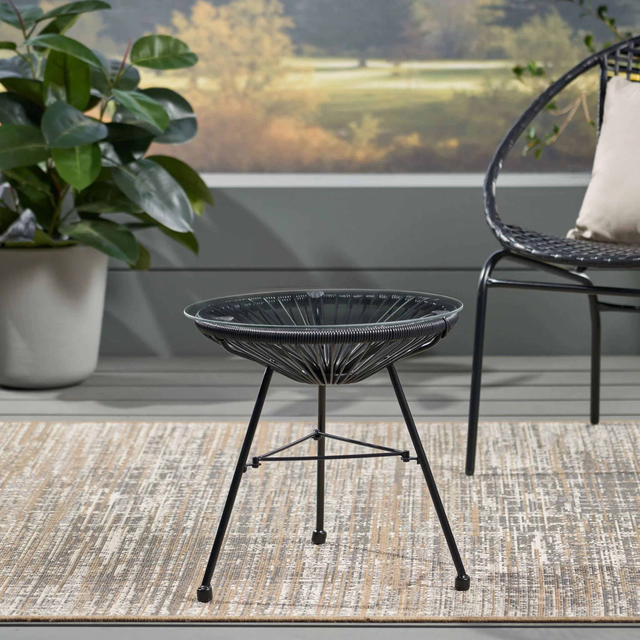 Nusa - Modern Rattan Side Table With Tempered Glass Top - Image 22