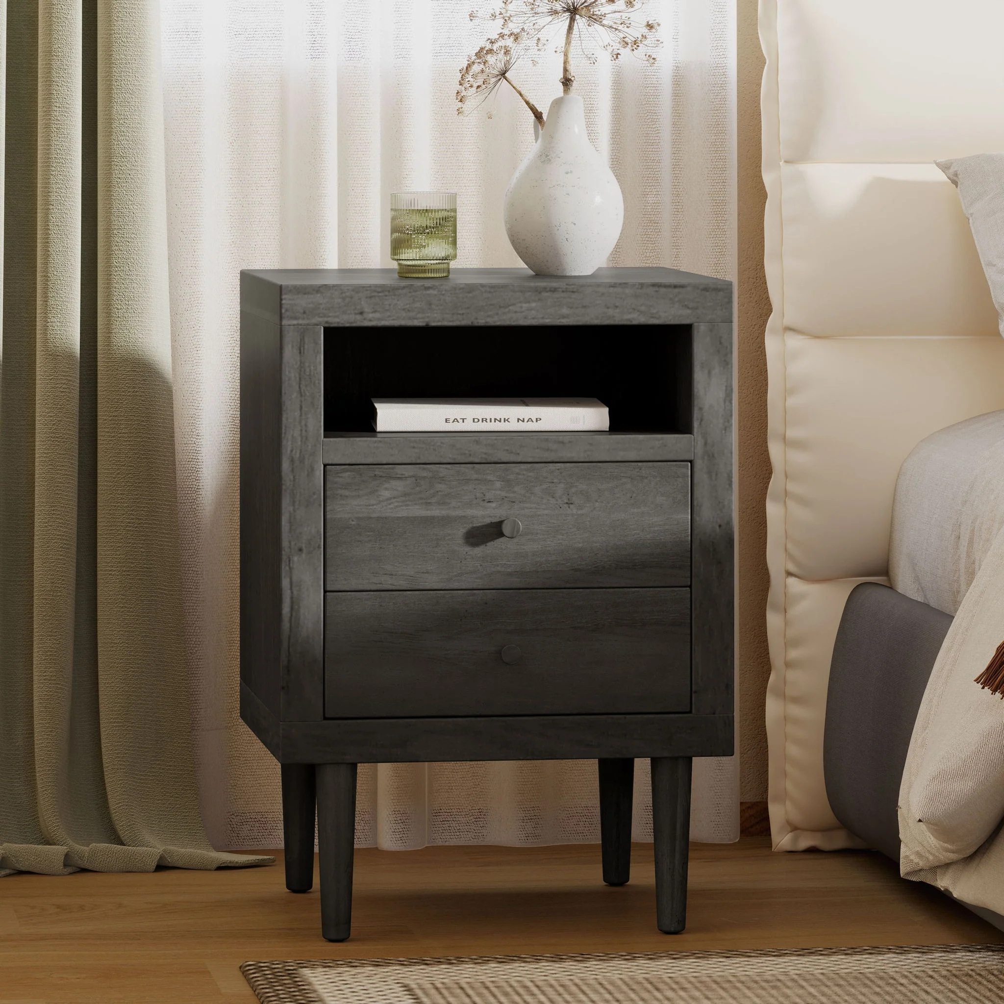 Nystrom - Mid Century Modern 2 Drawer Nightstand - Image 3