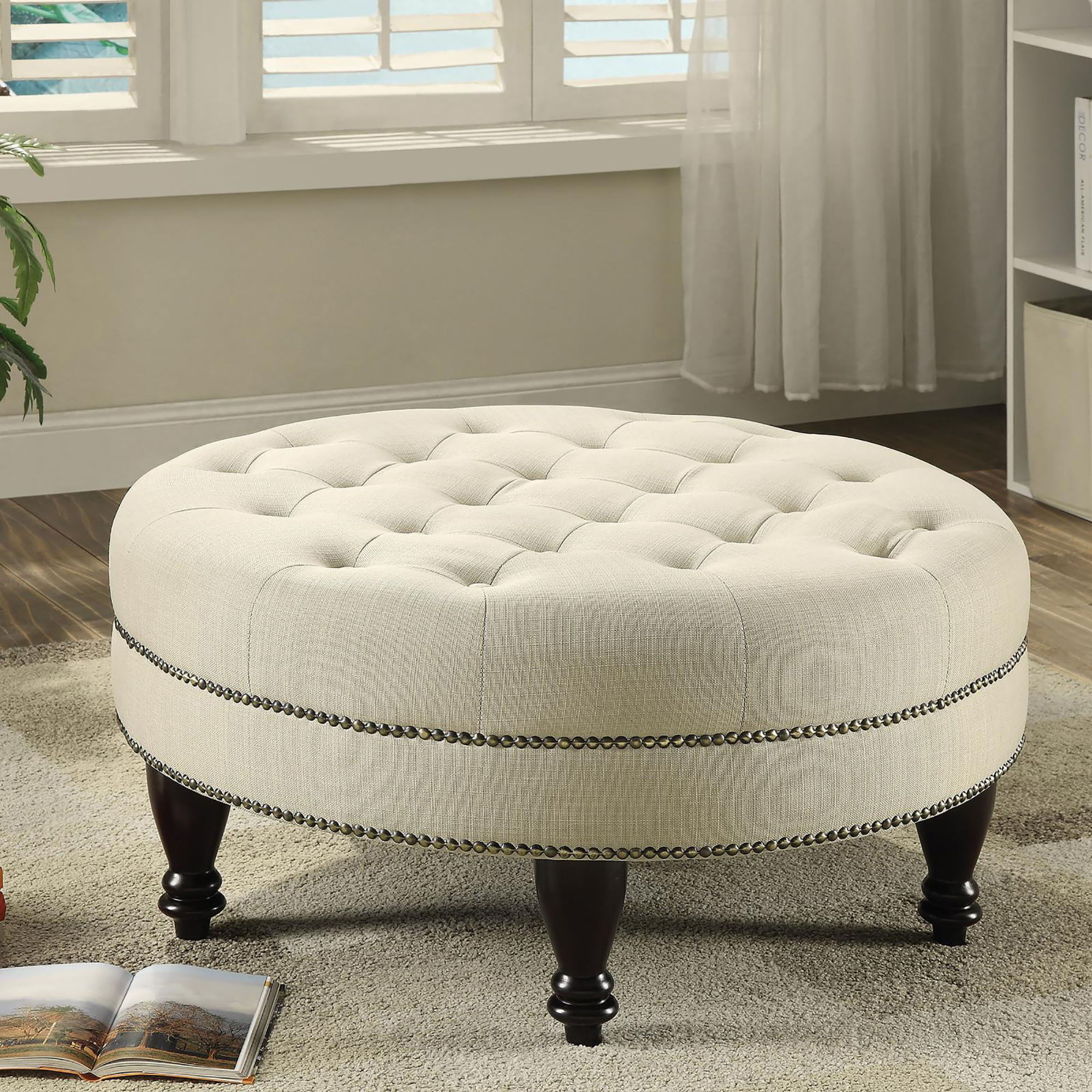Oatmeal Cocktail Ottoman - Beige - Image 4