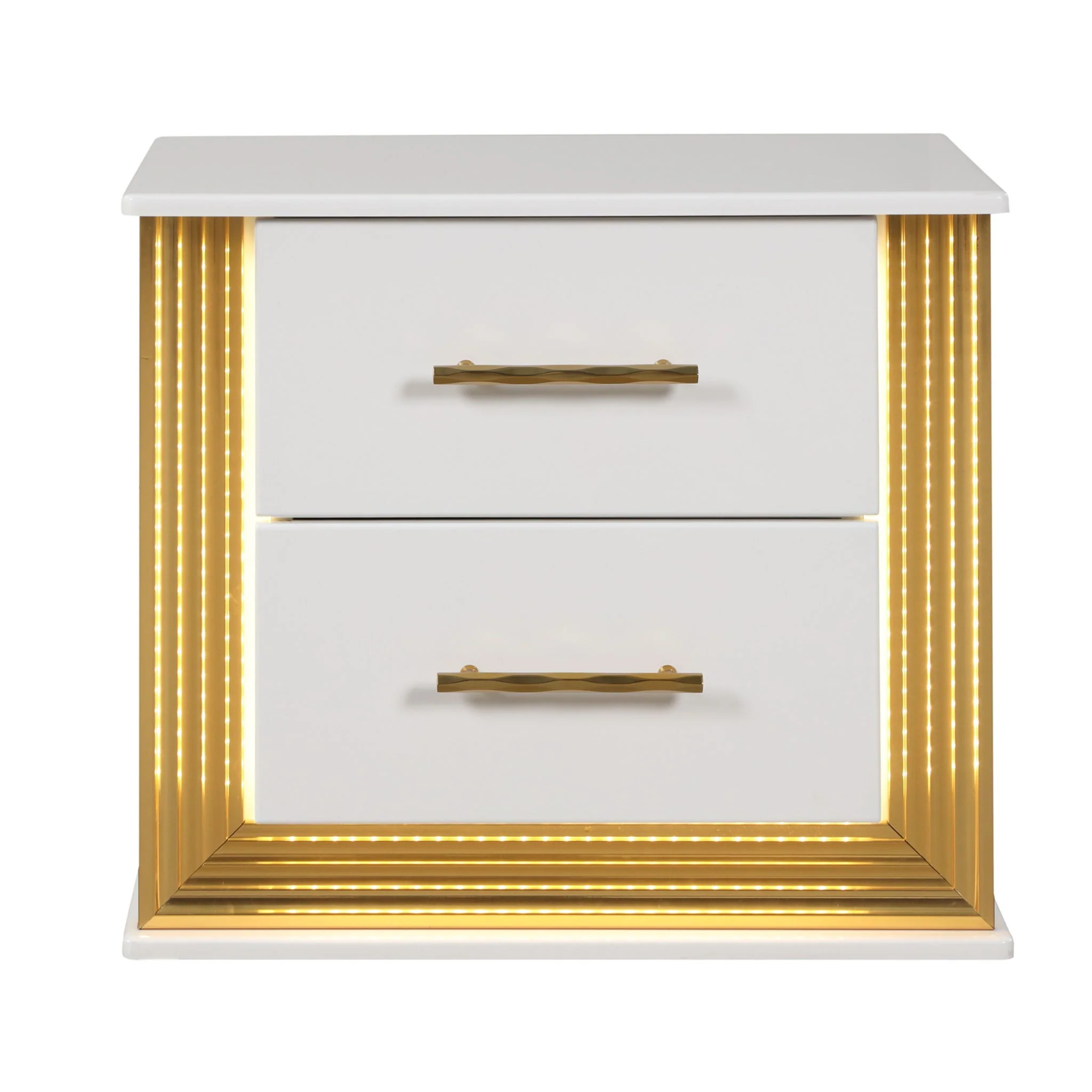 Obsession - 2 Drawer LED Nightstand - White - Image 9