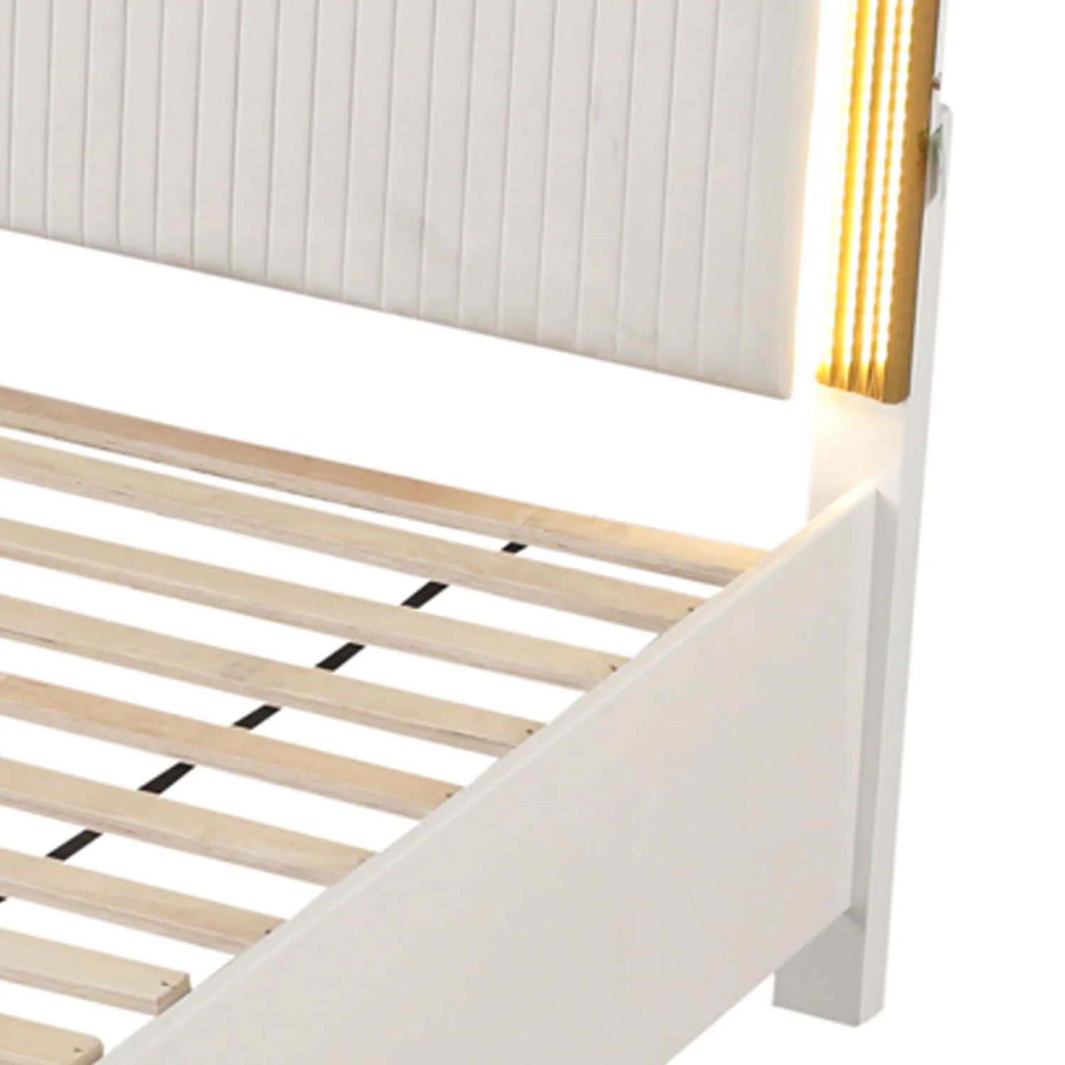 Obsession - Queen Size Bed With LED Headboard And Footboard Storage Drawer - White - Image 8