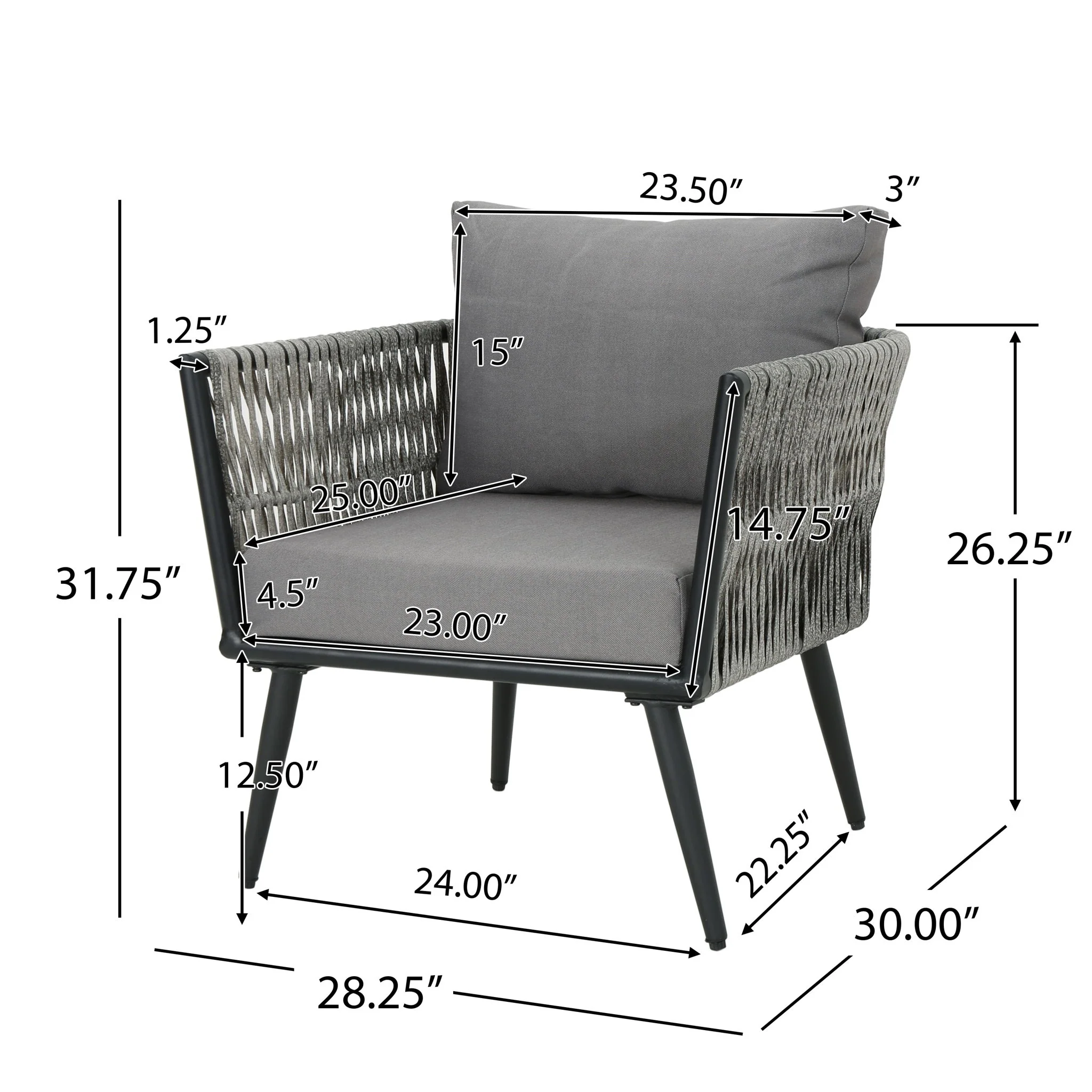 Oceanus - Chat Set Chair - Gray - Image 4