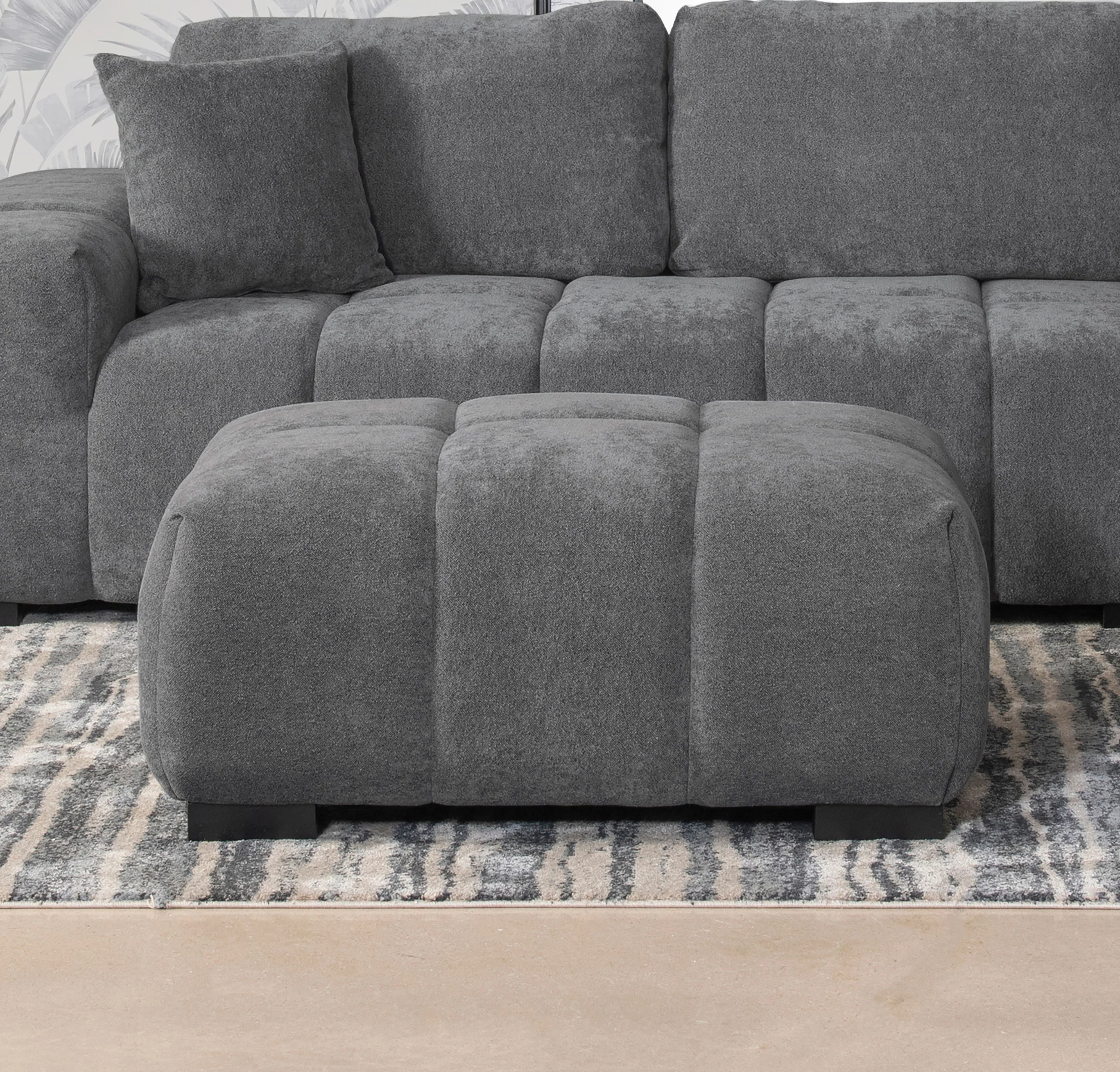 Octavia Upholstered Rectangular Ottoman Charcoal Grey - Image 2