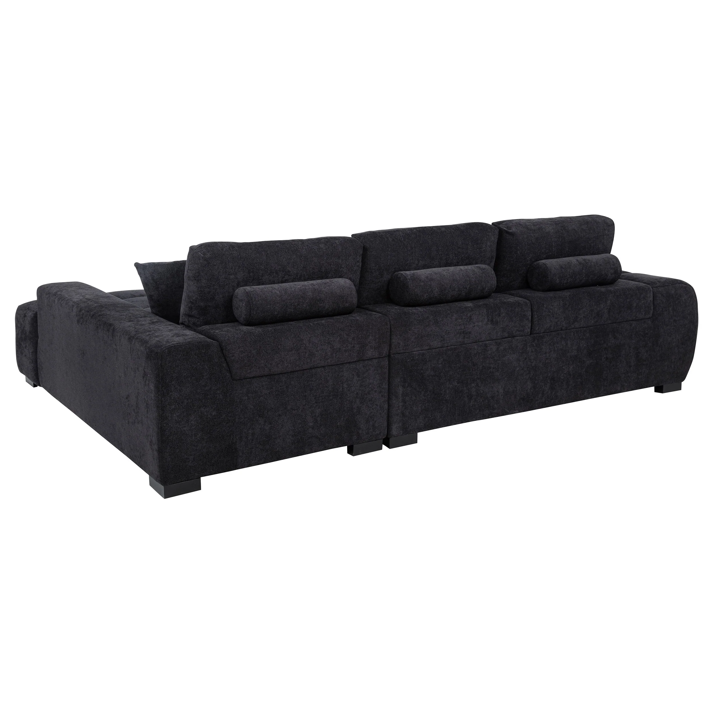 Octavia Upholstered Sectional Chaise Sofa Black - Image 3