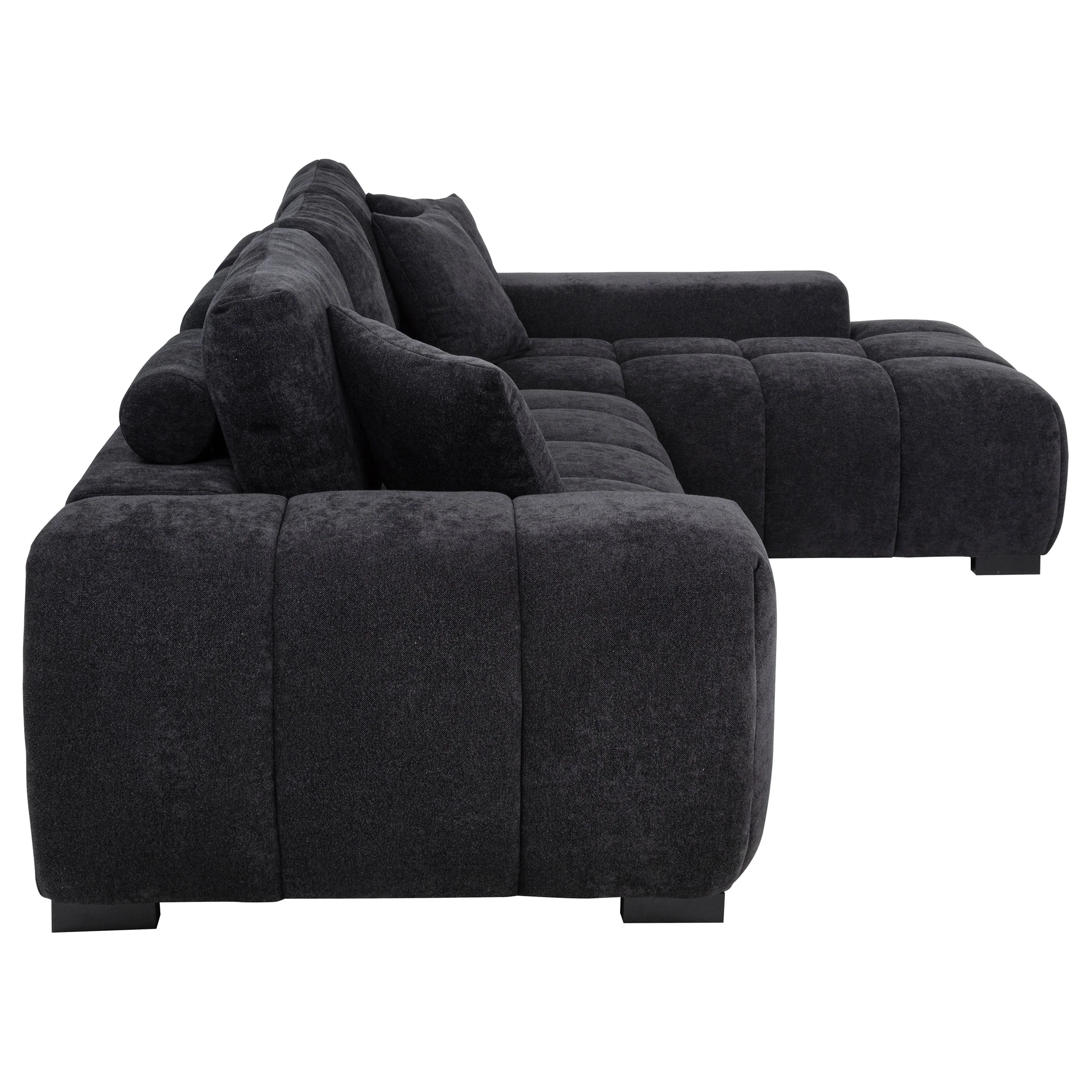 Octavia Upholstered Sectional Chaise Sofa Black - Image 7