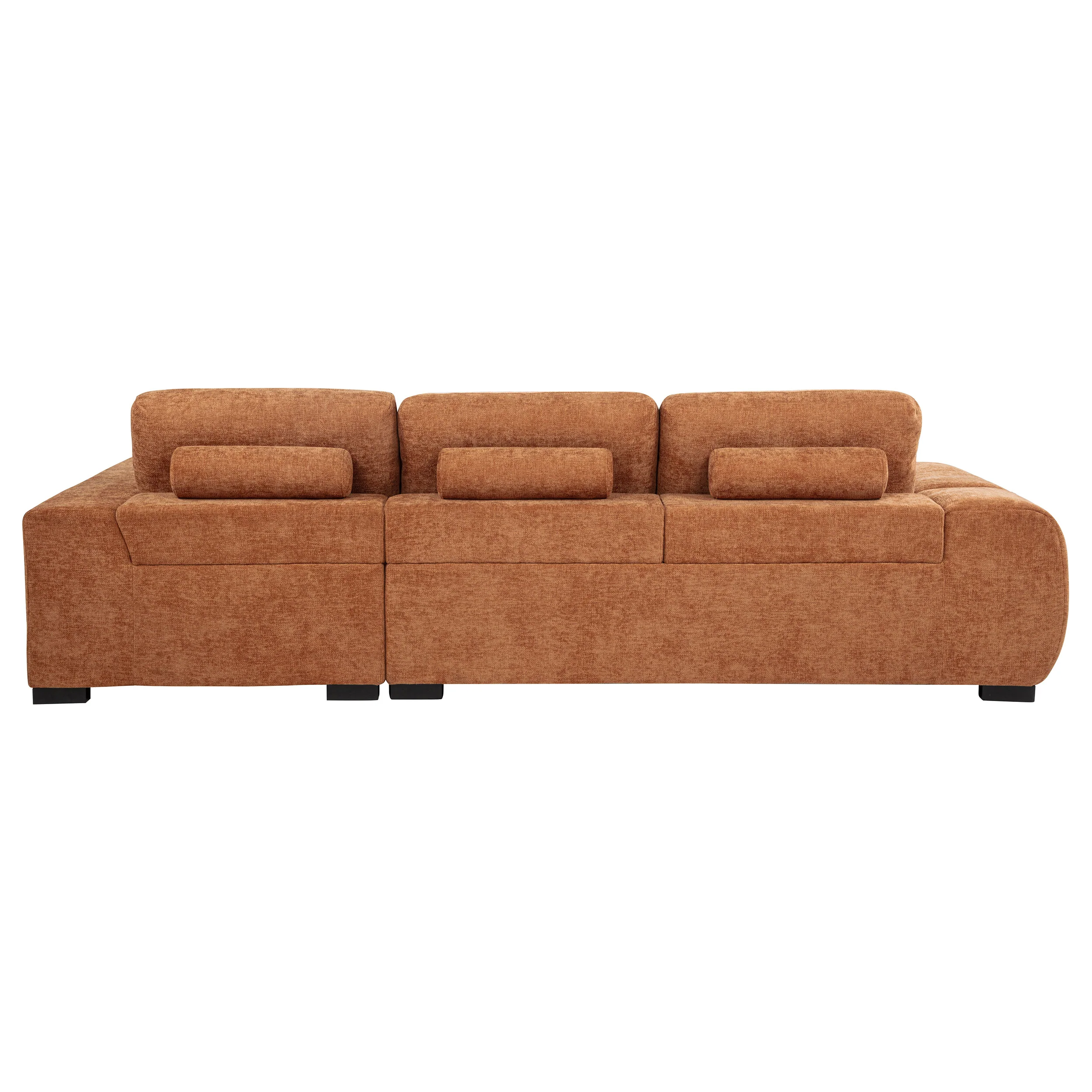 Octavia Upholstered Sectional Chaise Sofa in Orange - Image 3