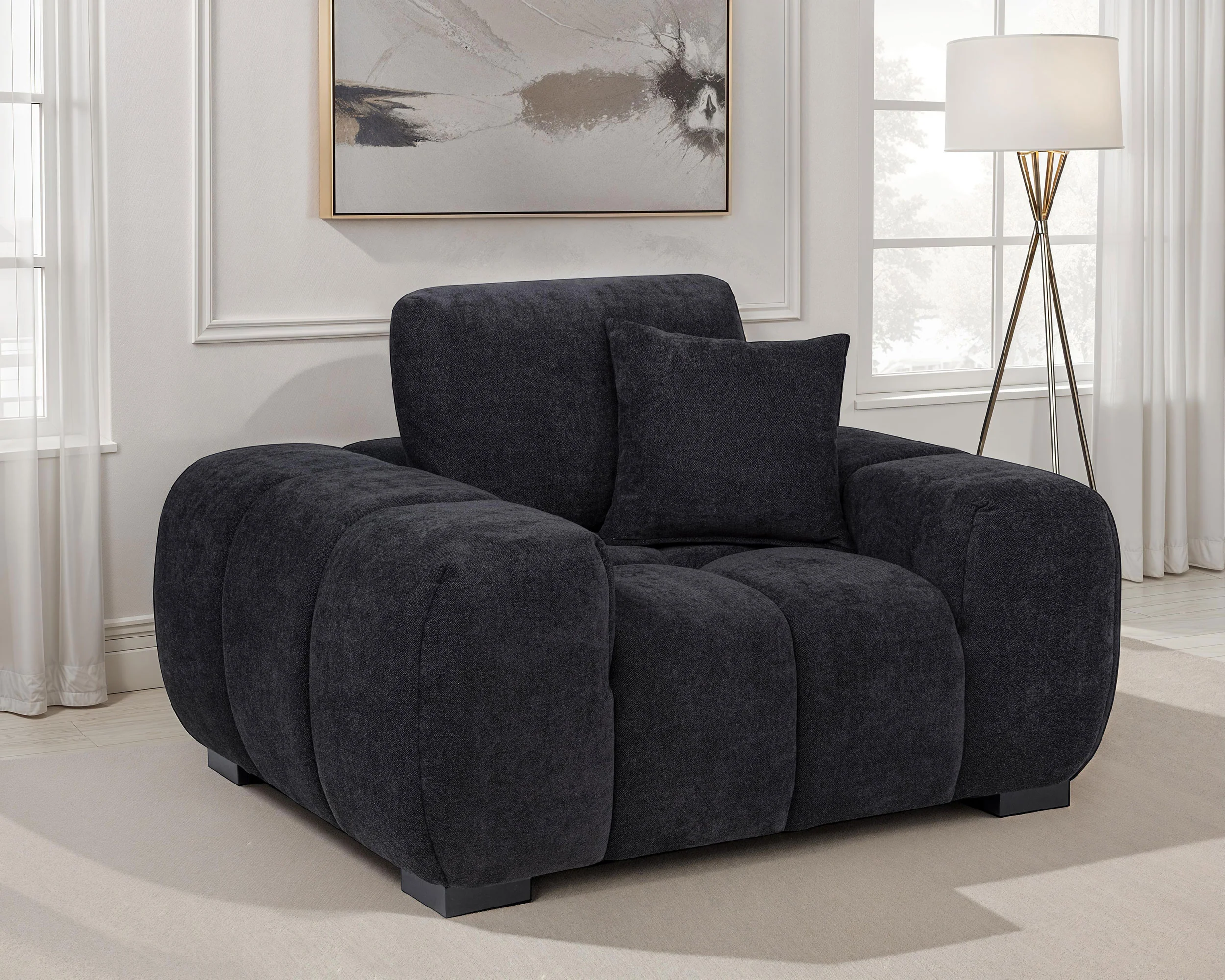 Octavia Upholstered Track Arm Accent Chair, Black - Image 5