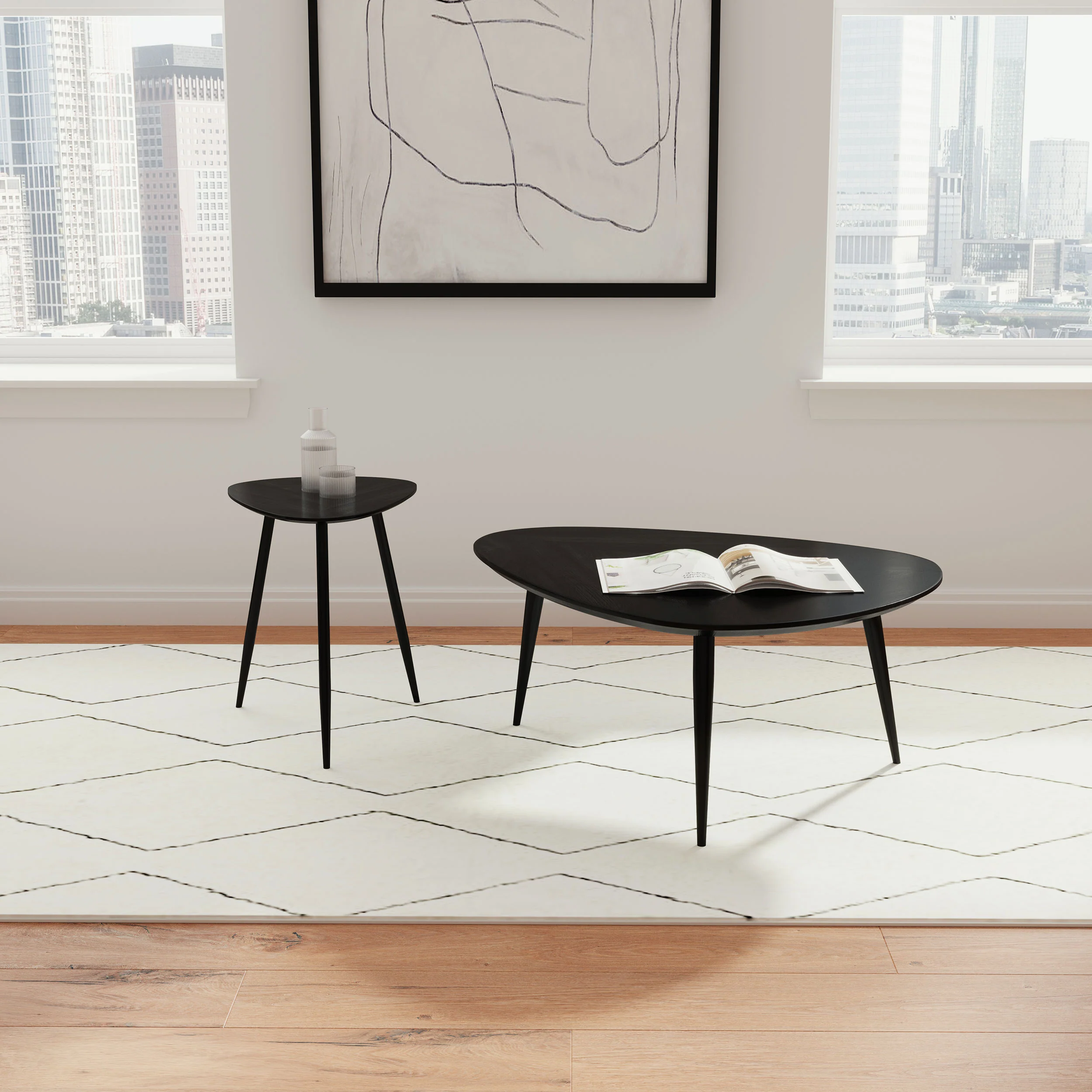 Odessa Triangular Solid Wood Coffee Table Black - Image 12