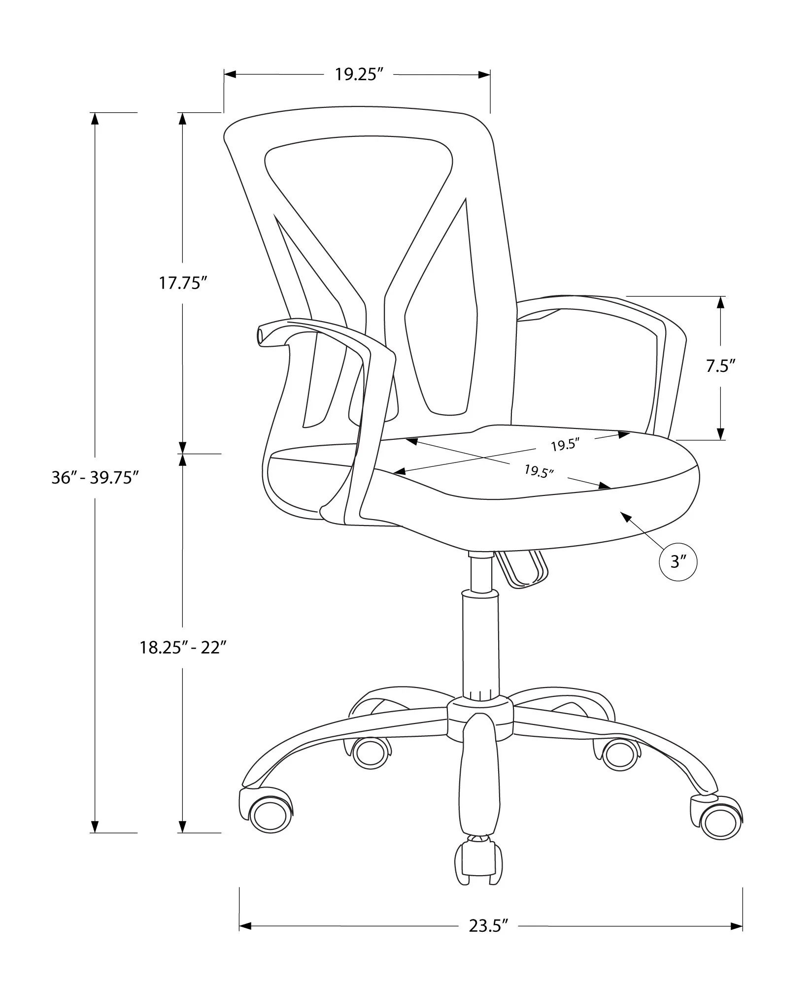 Office Chair & Adjustable Height, Swivel, Ergonomic, Contemporary & Modern - Image 11