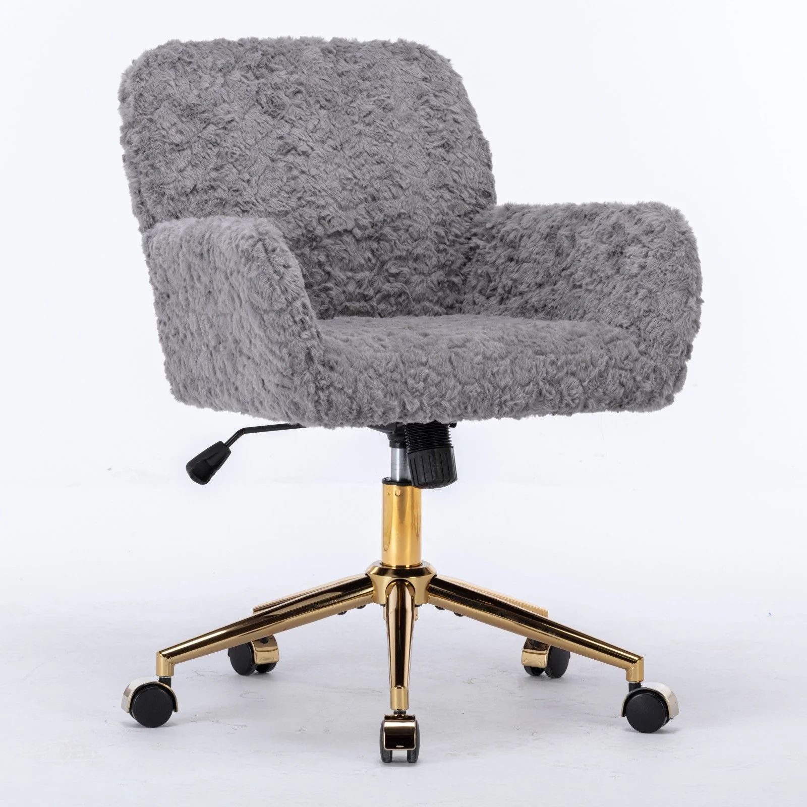 Office Chair, Artificial Rabbit Hair Home Office Chair With Metal Base, Adjustable Desk Chair Swivel Office Chair, Vanity Chair - Image 6
