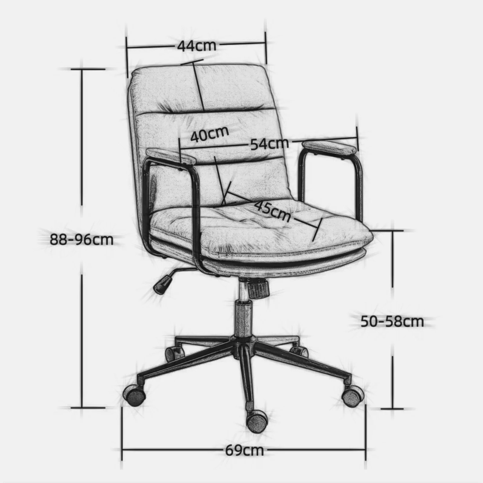 Office Chair, Mid Back Home Office Desk Task Chair With Wheels And Arms Ergonomic Computer Rolling Swivel Chair With Padded Armrest - Image 13