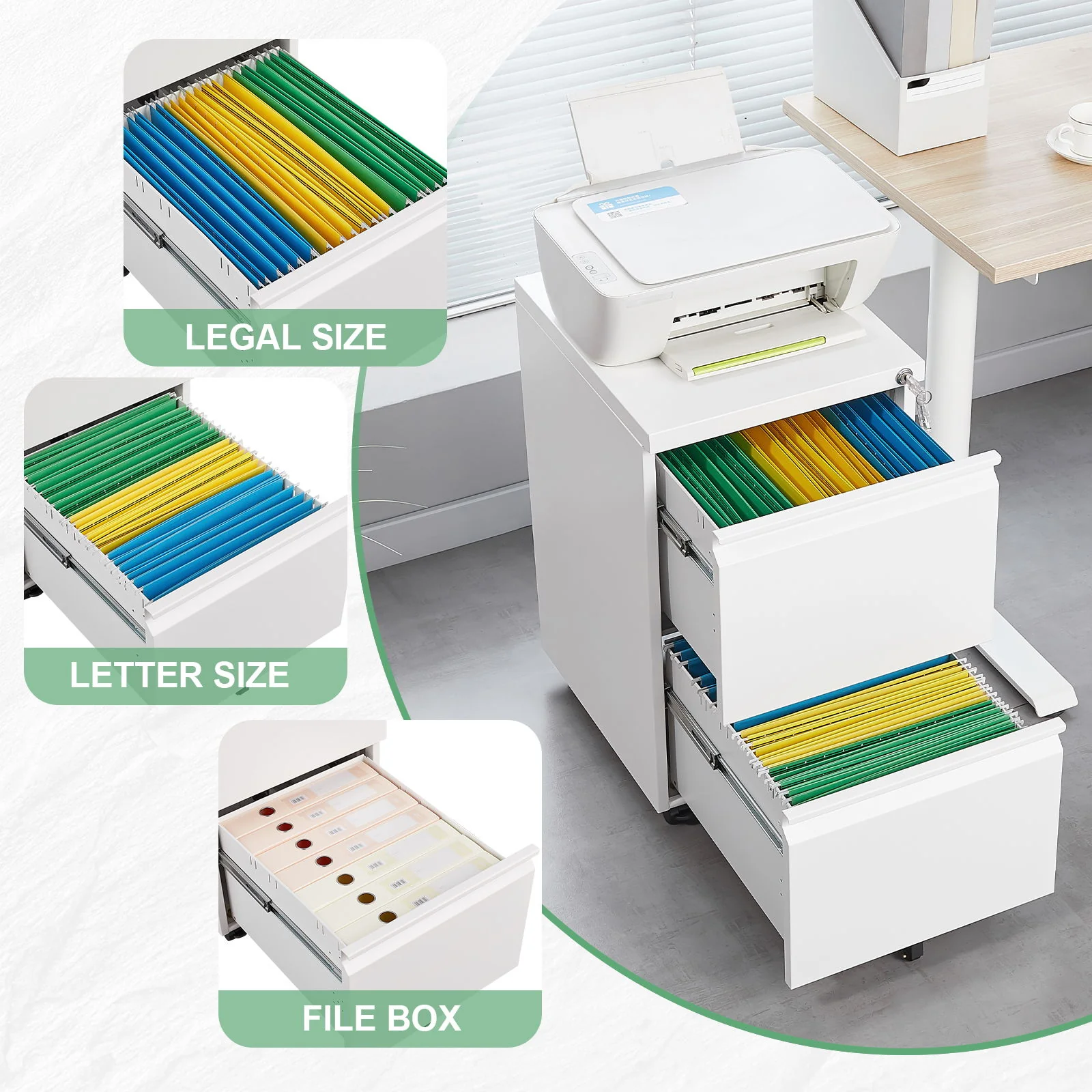 Office Storage Cabinet With 2 Drawers And Lock - Image 3