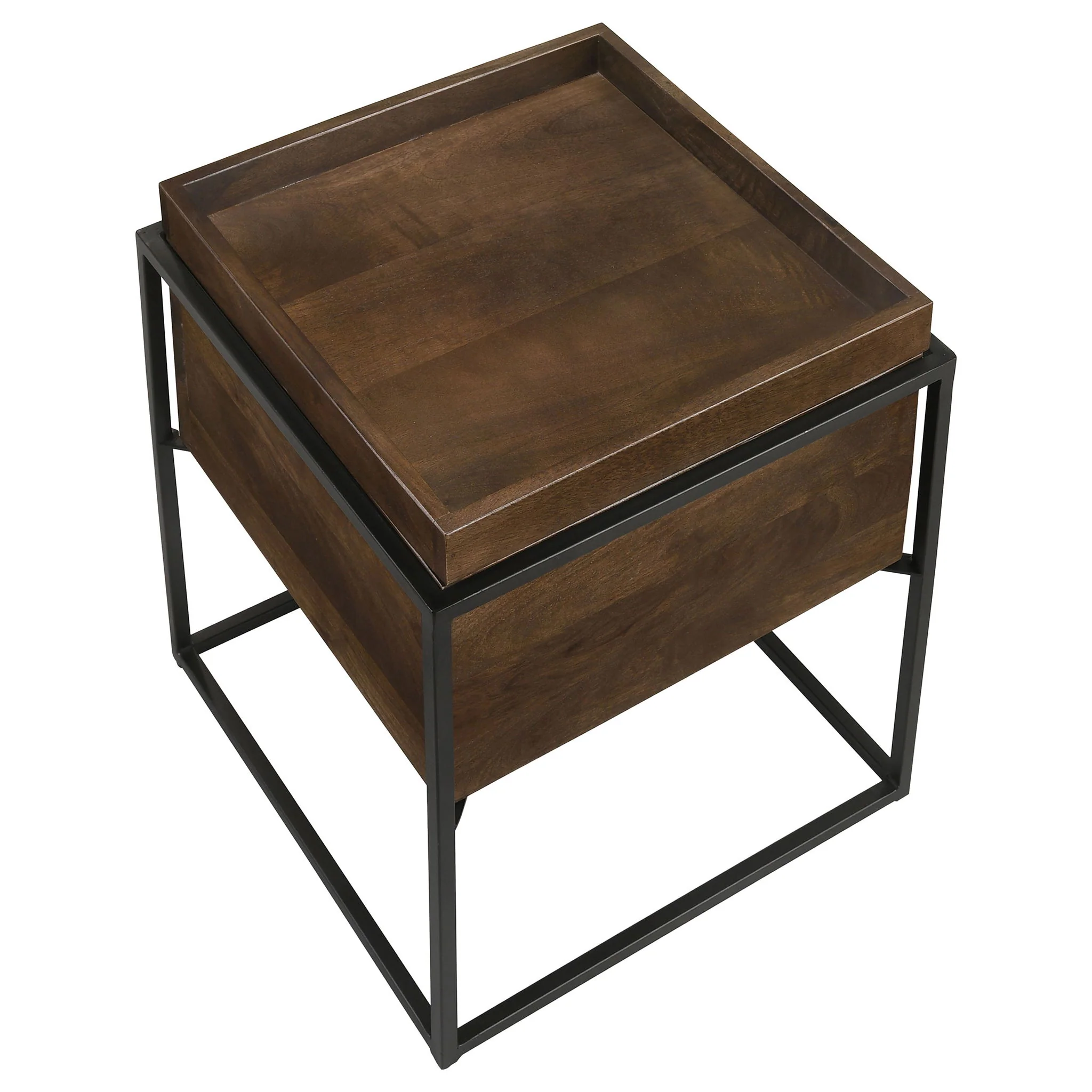 Ondrej - Square Accent Side Table With Removable Tray - Dark Brown - Image 3