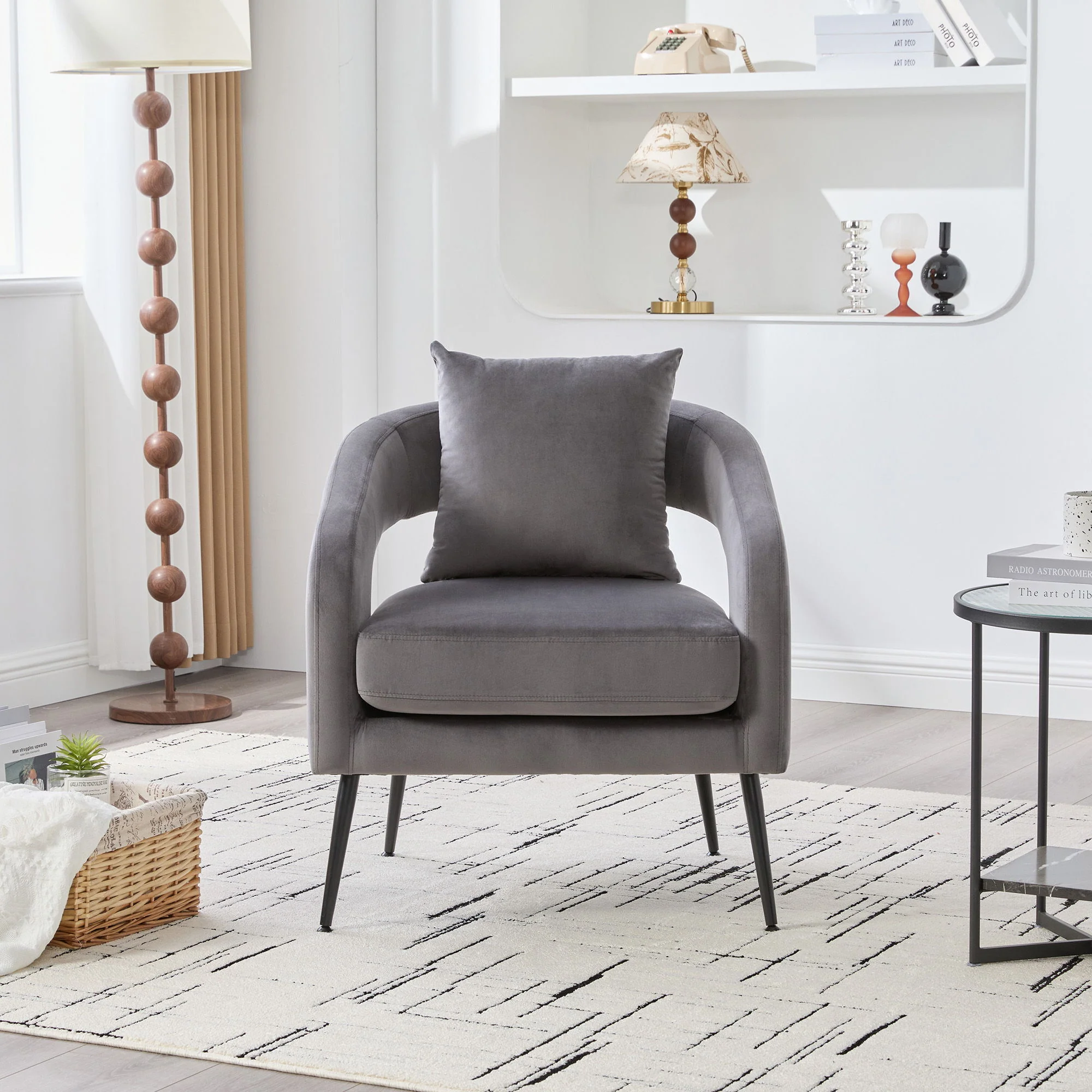 Open Back Accent Chair, Round Sofa Lounge Armchair - Image 11