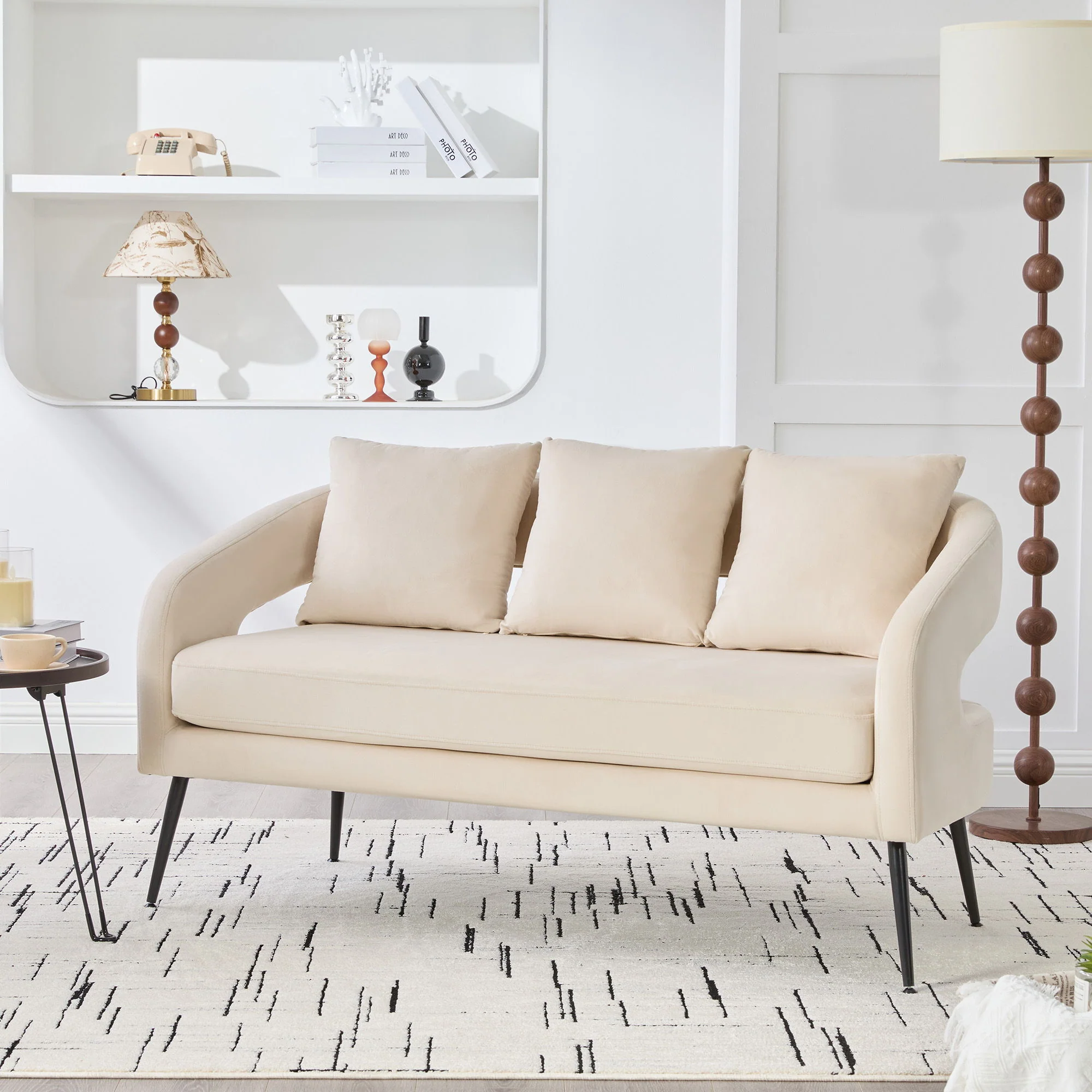 Open Back Loveseat Settee With 3 Pillows - Image 19