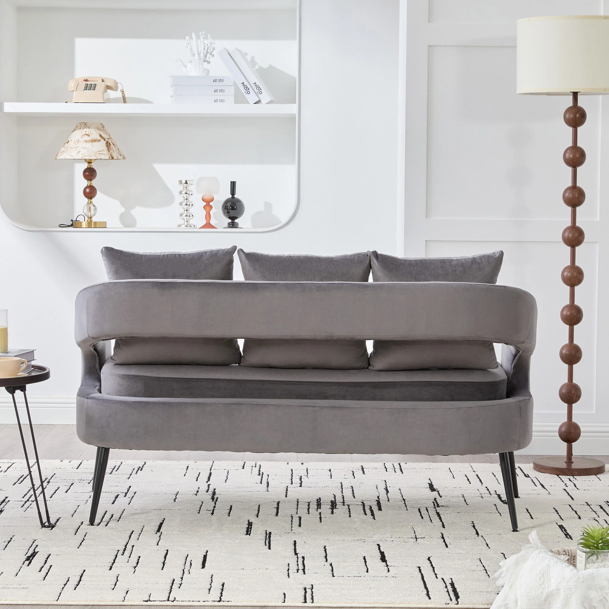 Open Back Loveseat Settee With 3 Pillows - Image 5
