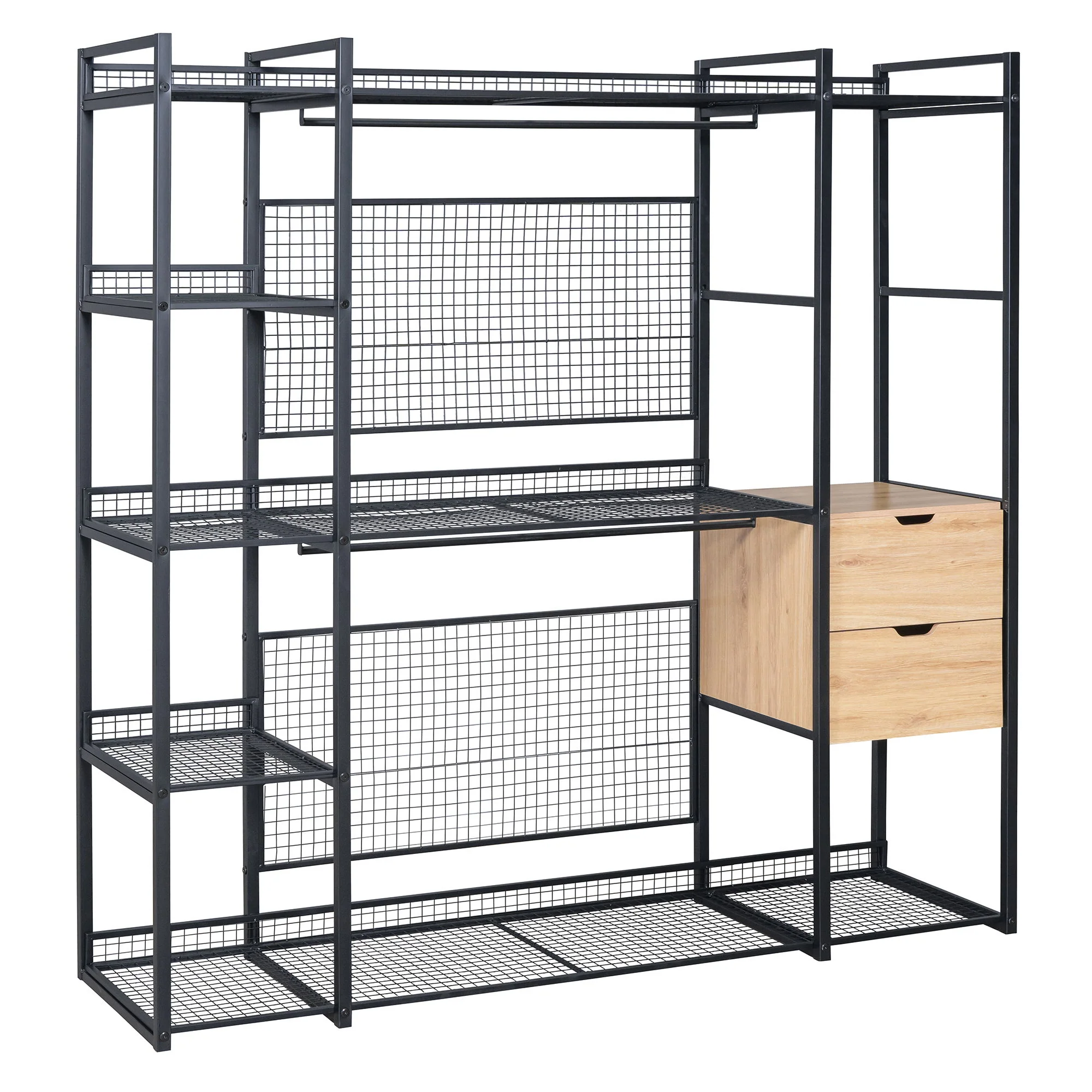 Open Style Wardrobe With Hanging Rails, Shelves And Drawers - Image 7