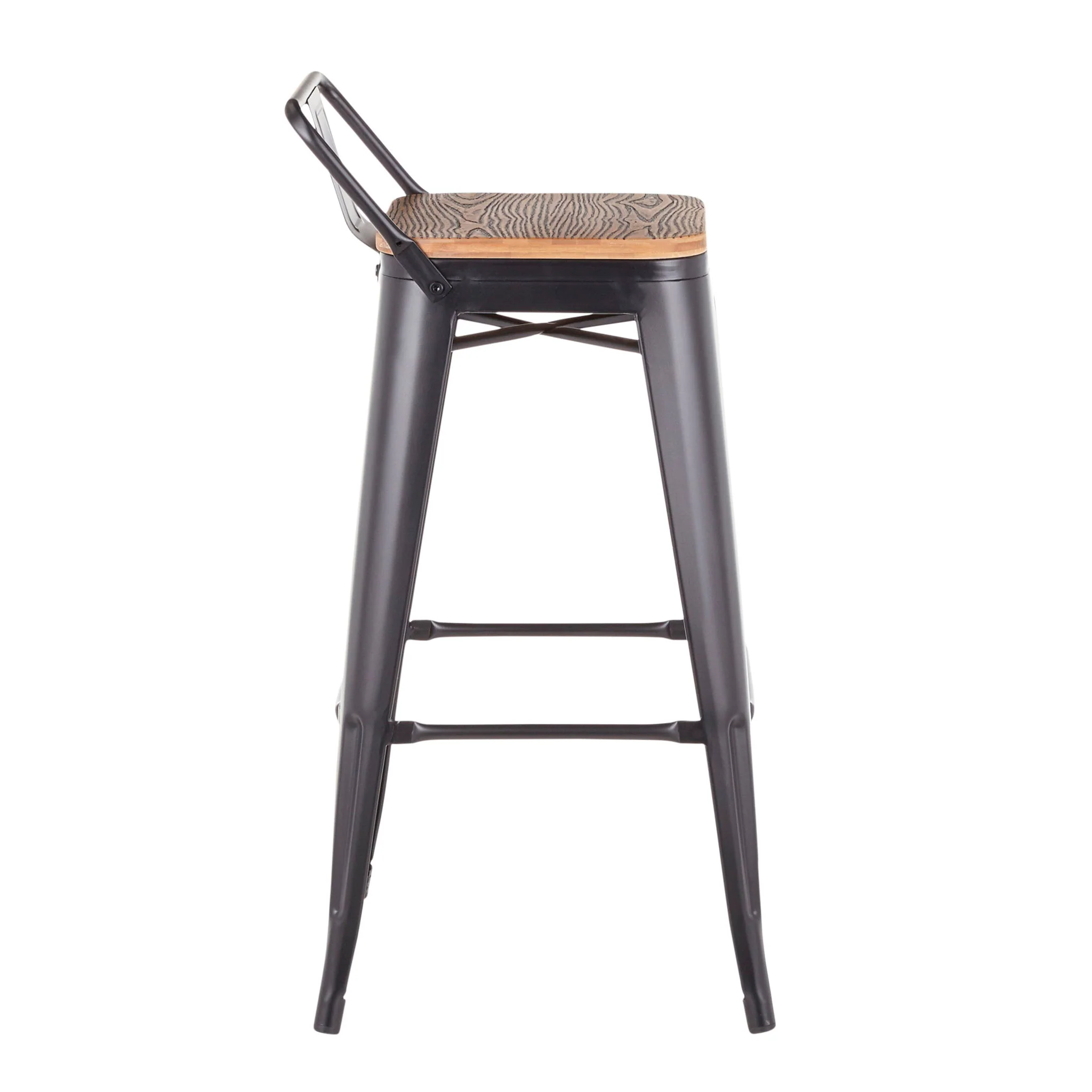 Oregon - Industrial Low Back Barstool (Set of 2) - Black - Image 6