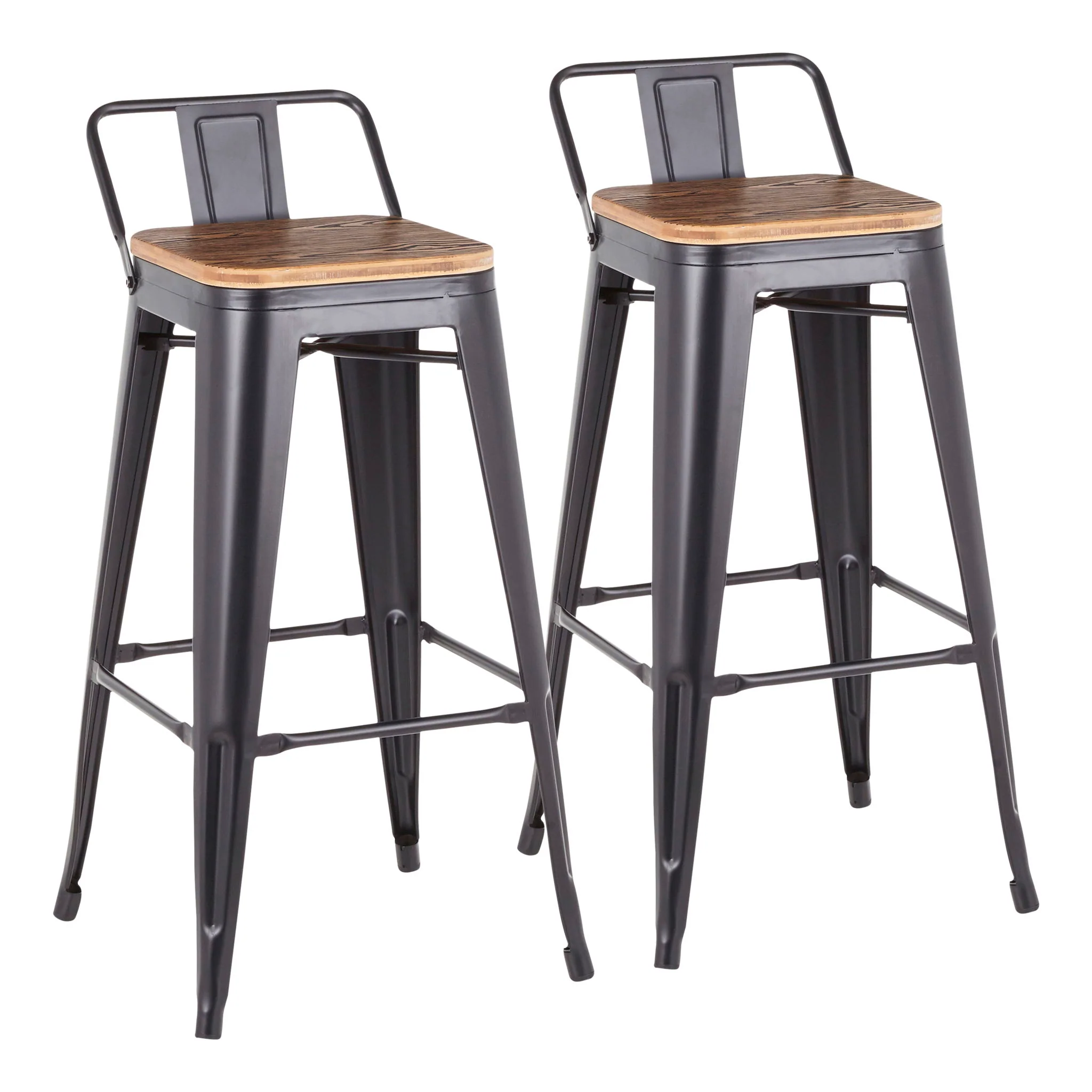 Oregon - Industrial Low Back Barstool (Set of 2) - Black - Image 9