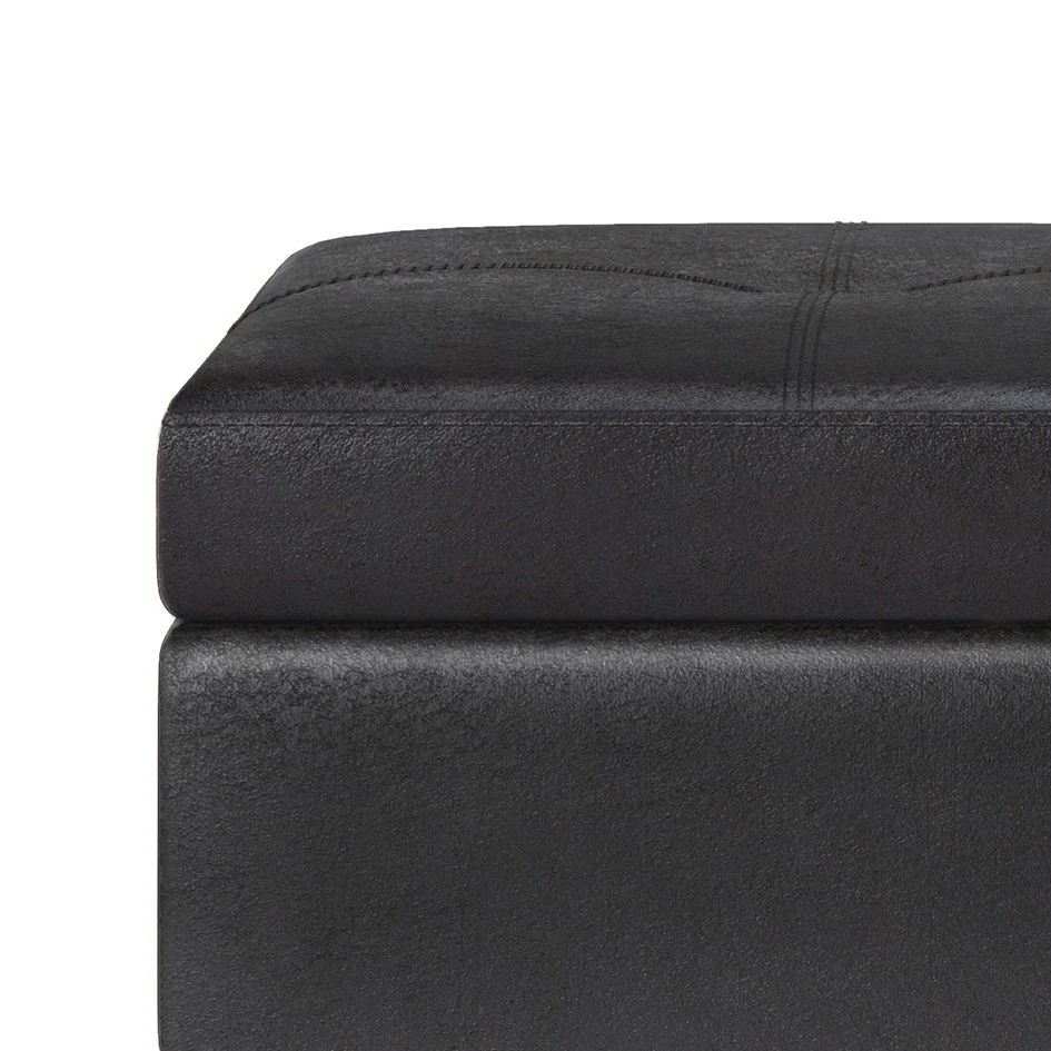 Oregon - Storage Ottoman Bench With Tray - Distressed Black - Image 4