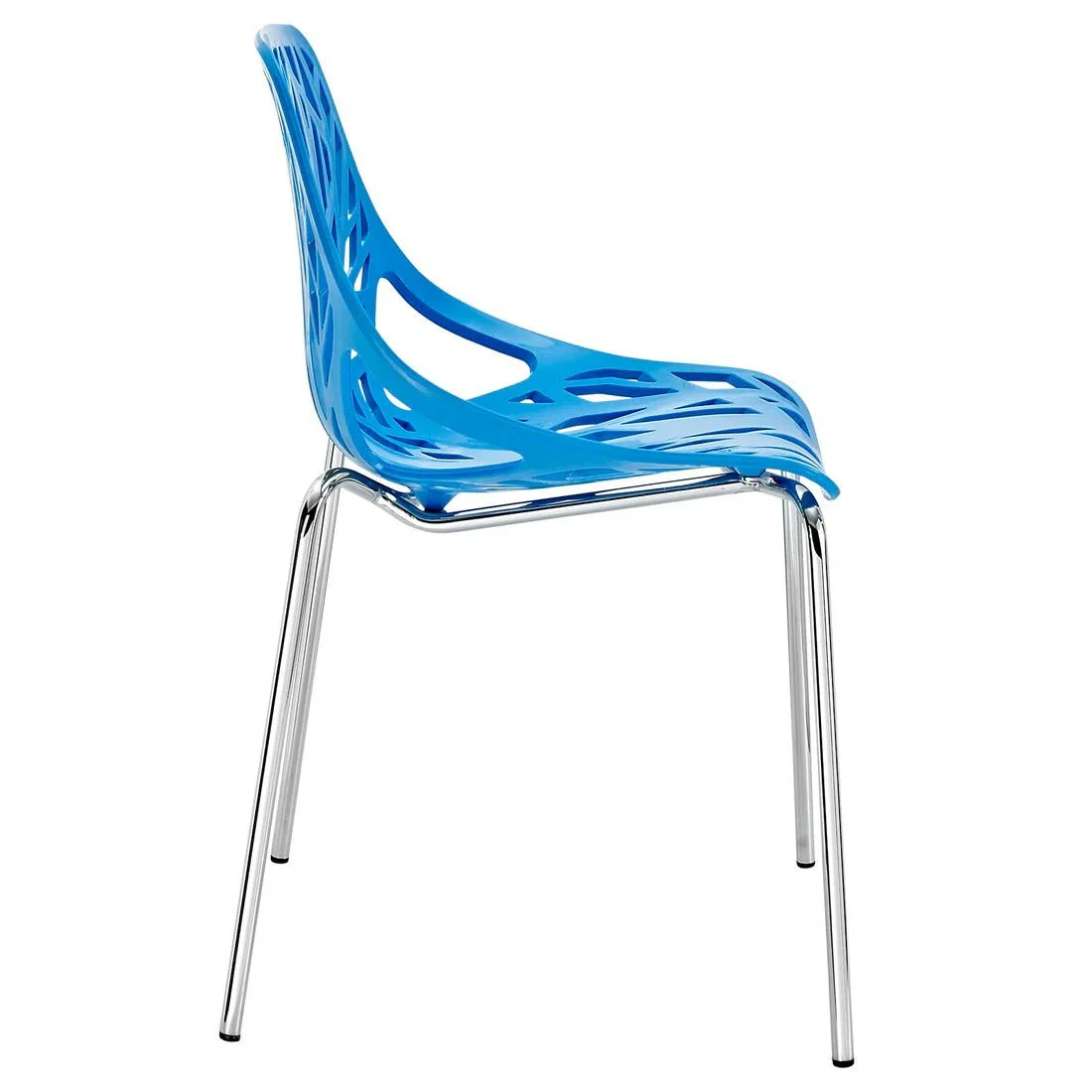 Organic Leafy Forest Motif Dining Side Chair – Blue - Image 3