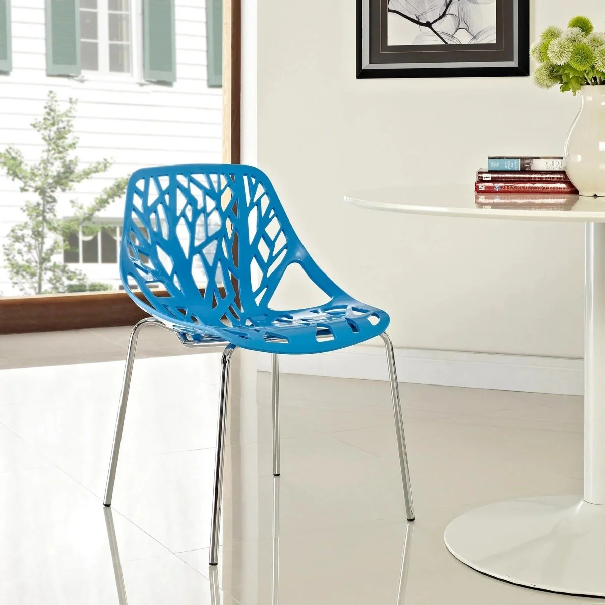 Organic Leafy Forest Motif Dining Side Chair Set of 2 - Image 5