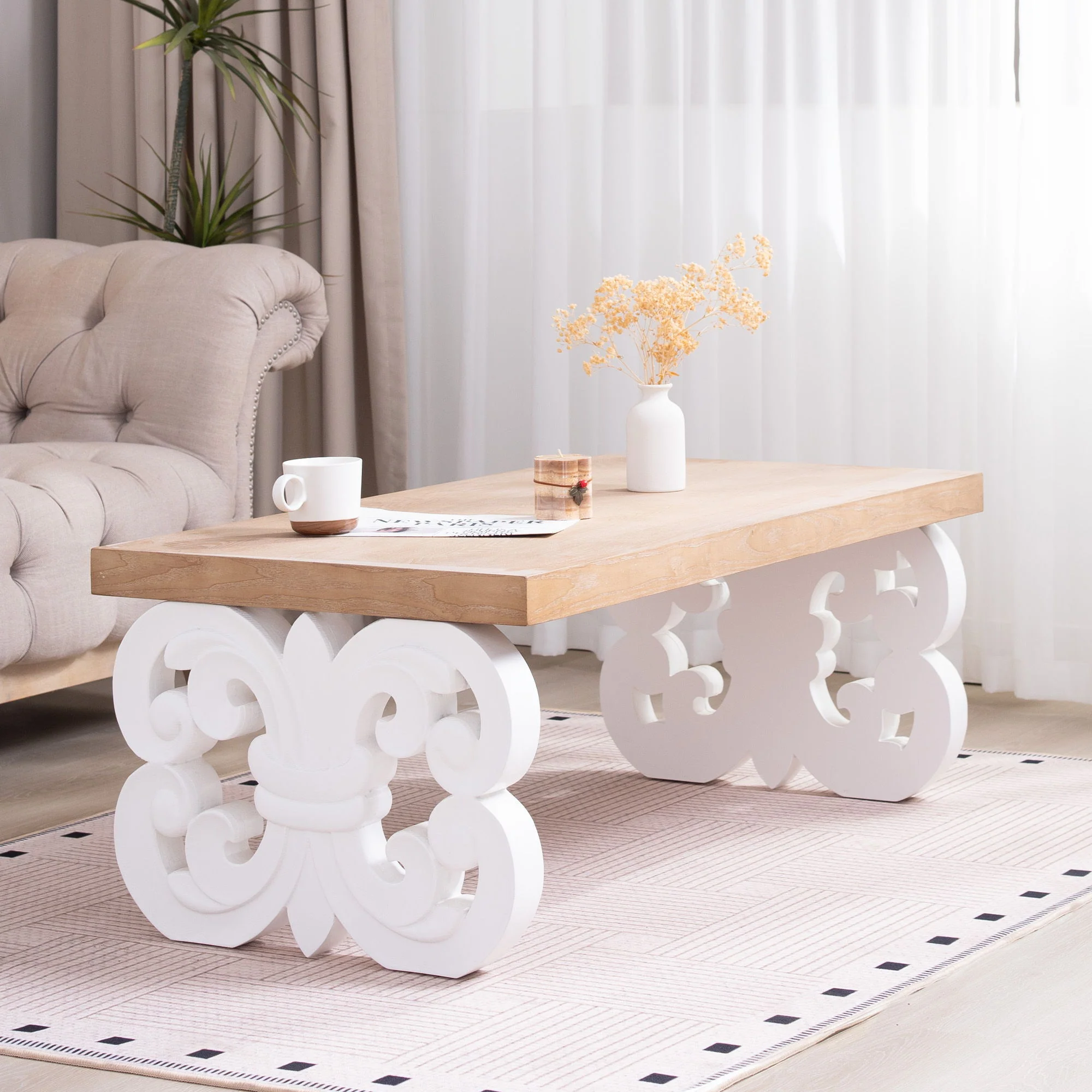 Ornate Scroll Base Coffee Table - Image 17