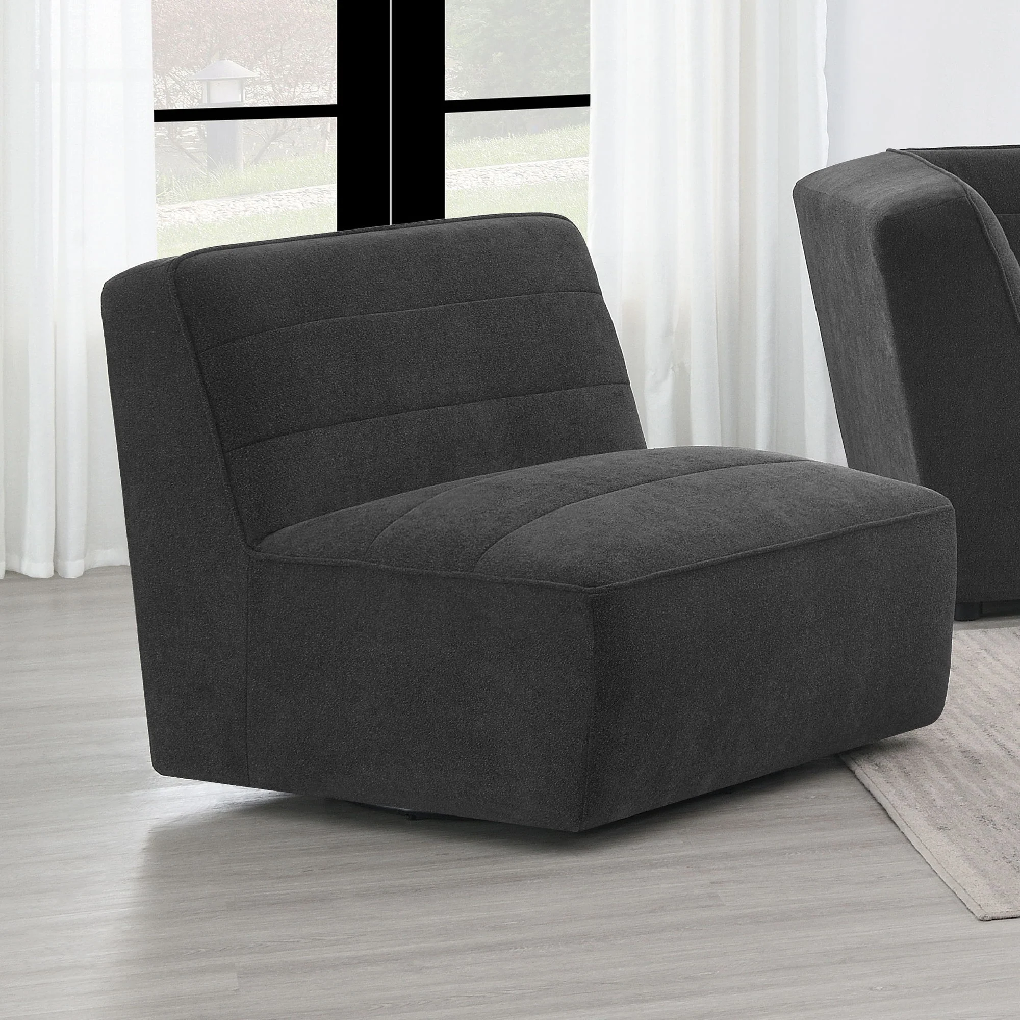 Ortega - Upholstered Armless Chair - Charcoal - Image 9