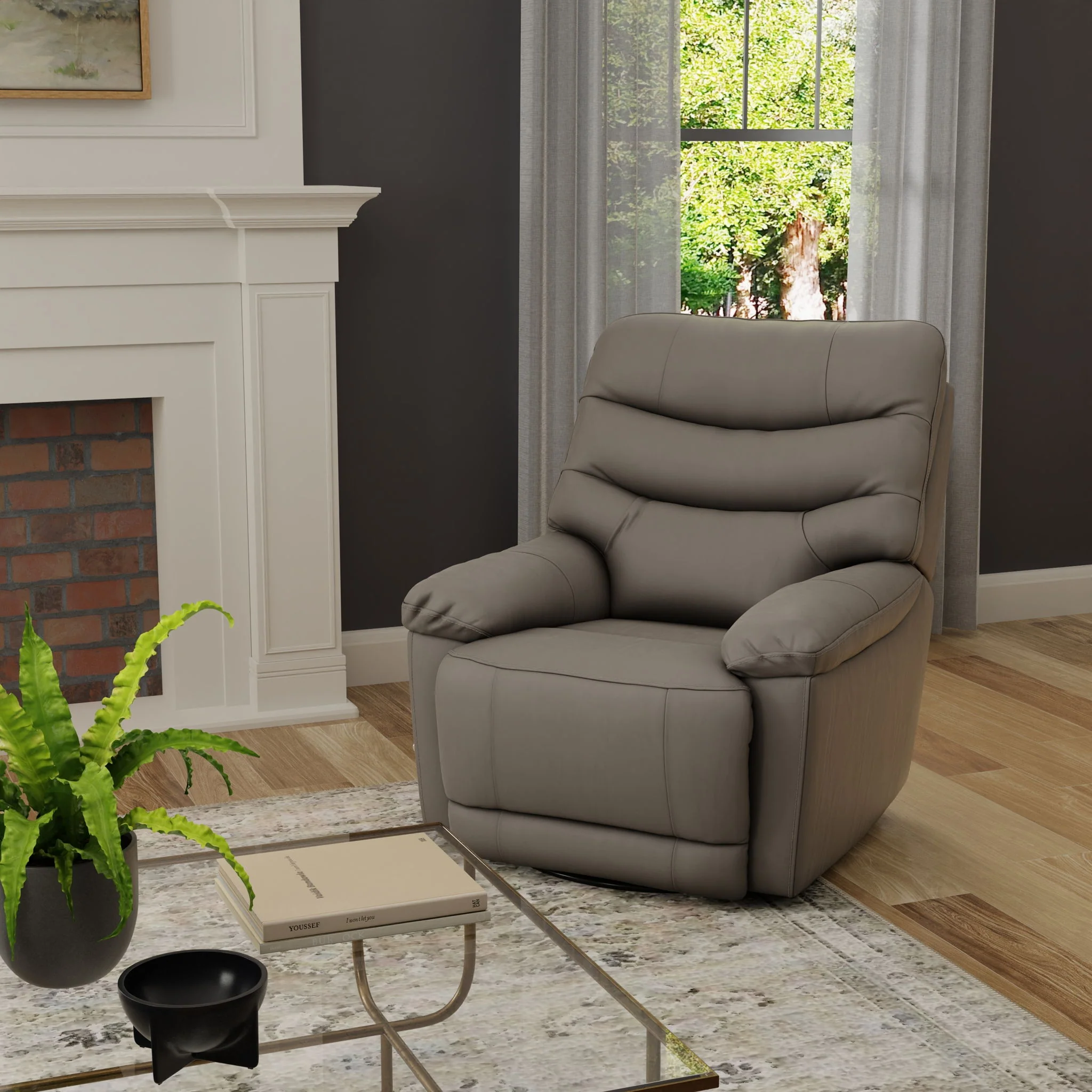 Oslo Antelope - Swivel Glider Recliner With Manual Footrest - Image 8