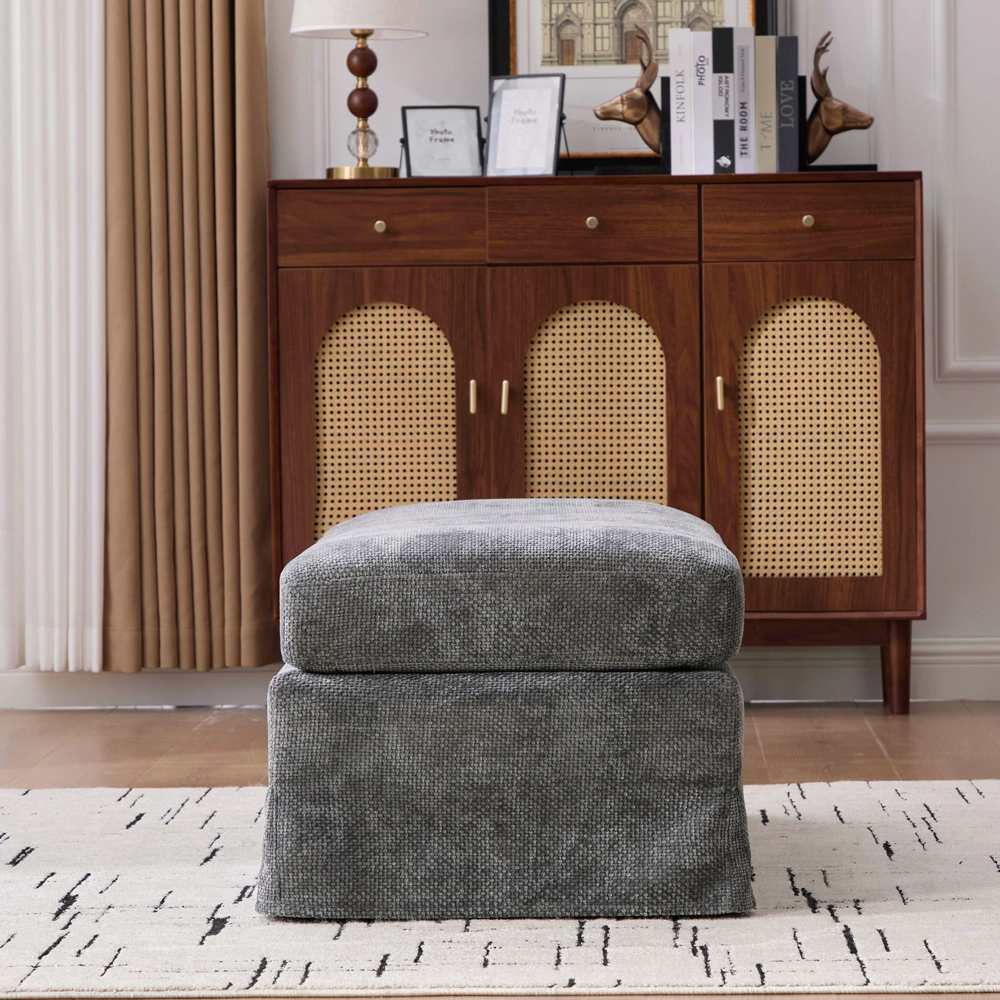 Ottoman Foot Stool With Metal Legs - Image 5