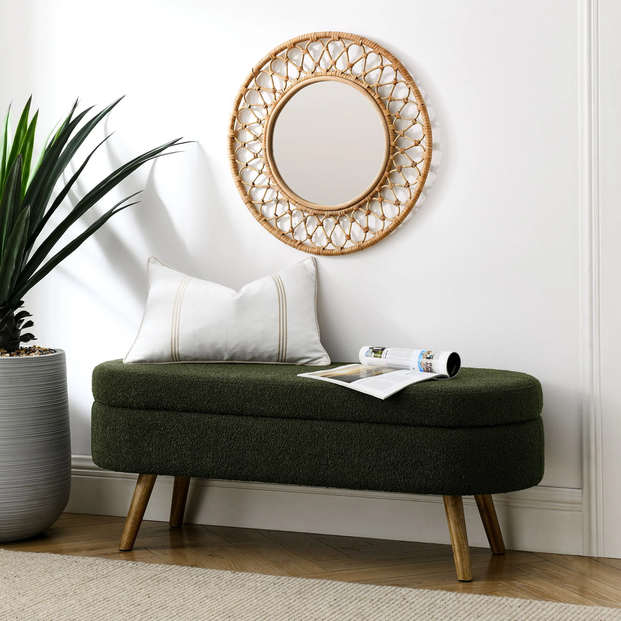 Ottoman Oval Storage Bench With Rubber Wood Legs - Image 11