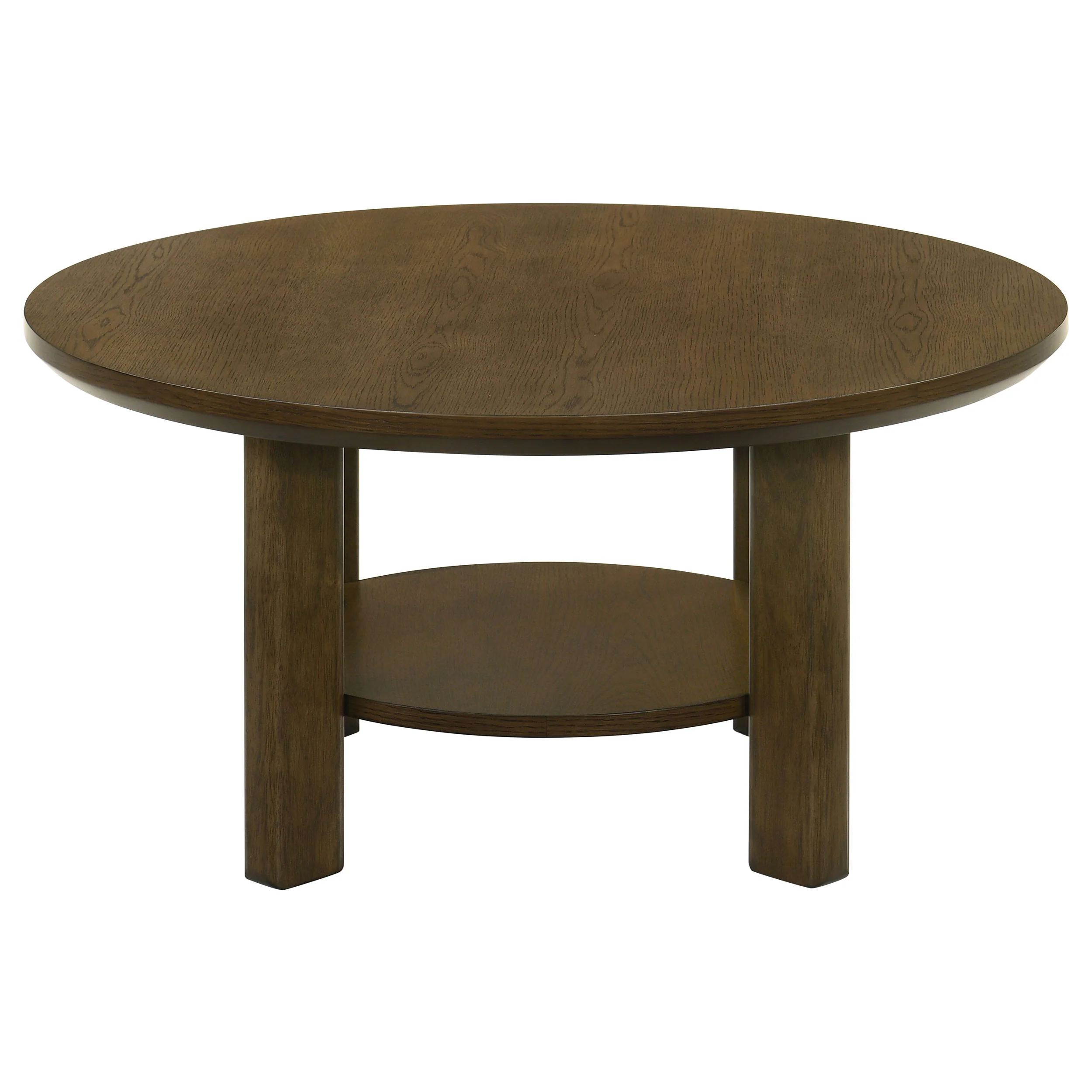 Ottowa 35-Inch Round Wood Cocktail Coffee Table Brown - Image 3
