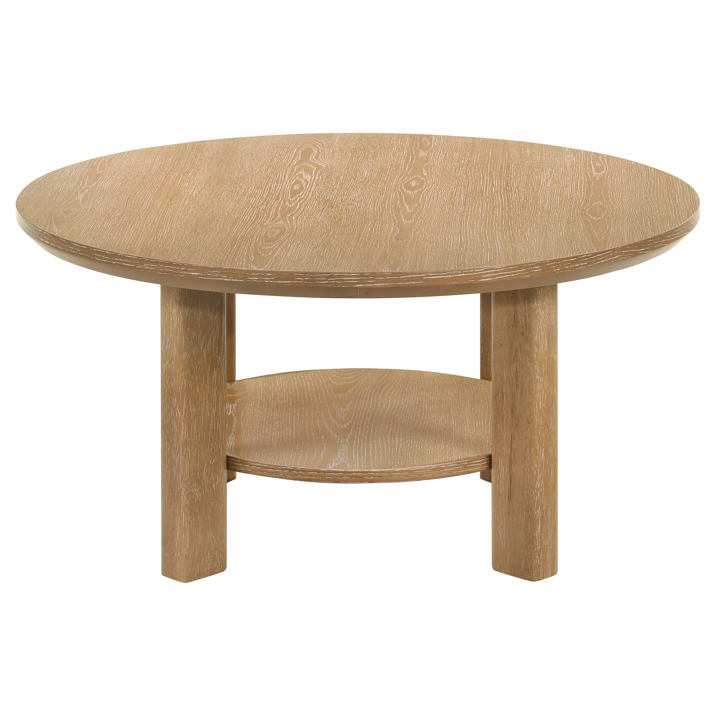 Ottowa 36-Inch Round Wood Cocktail Coffee Table Light Oak - Image 4