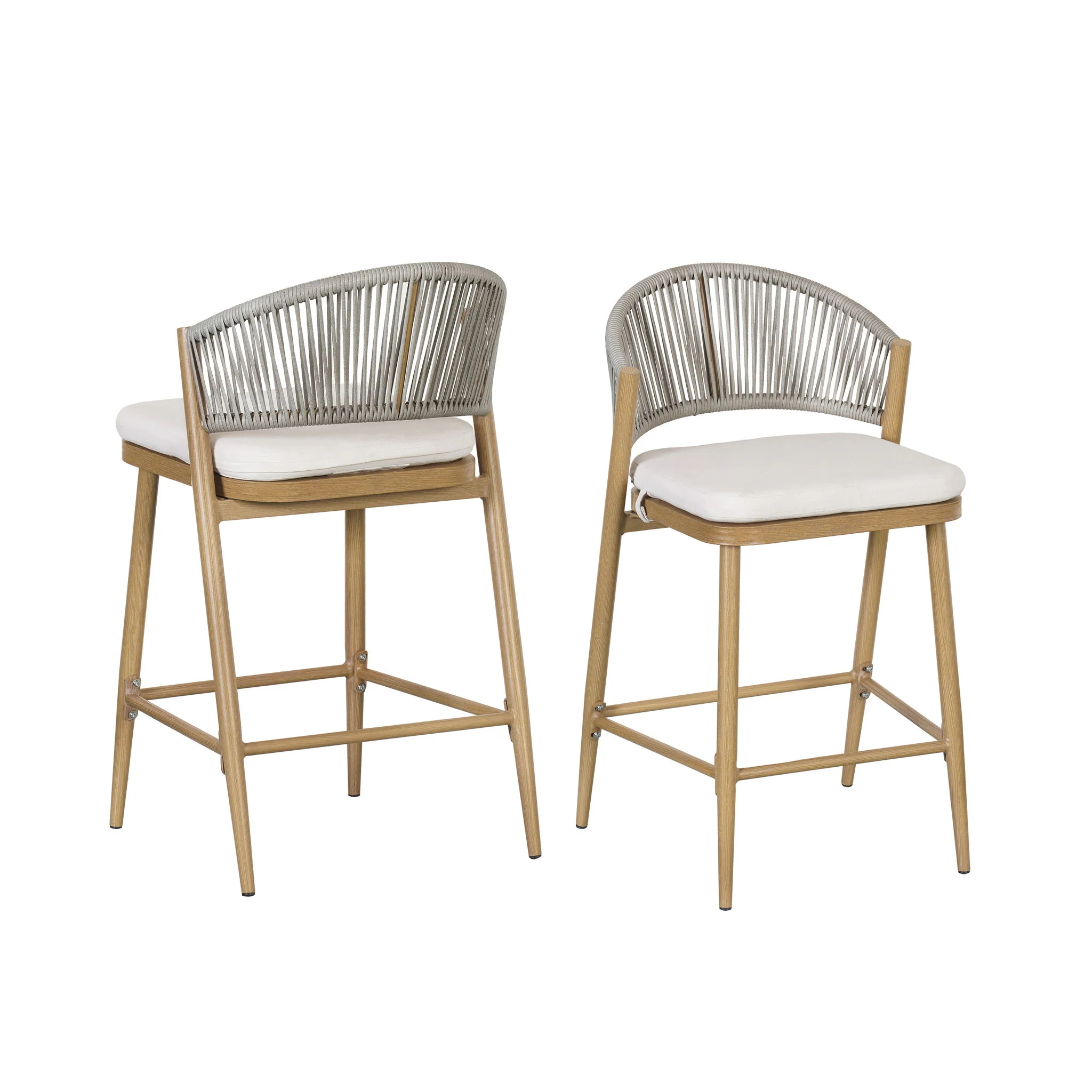 Outdoor 26" Counter Height Metal Frame Counter Stools With Scallop Shaped Backrest & Water Resistant Cushions - Image 31