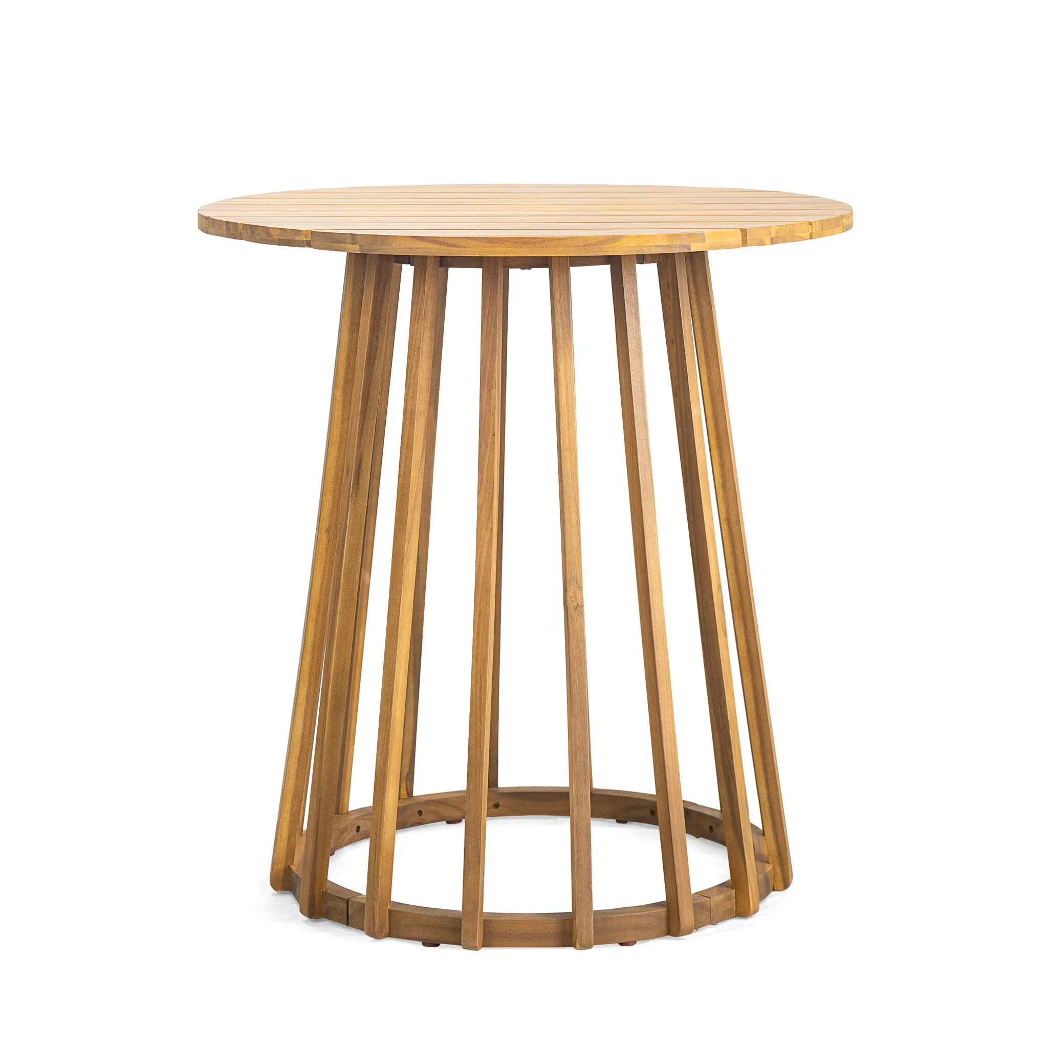 Outdoor 3 Pieces Dining Set With Cushions - Teak - Teak - Image 4