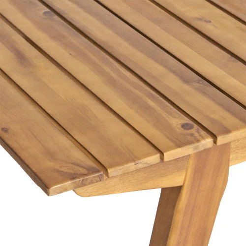 Outdoor 7 Pieces Patio Slat Design Acacia Upholstered Dining Set - Image 9