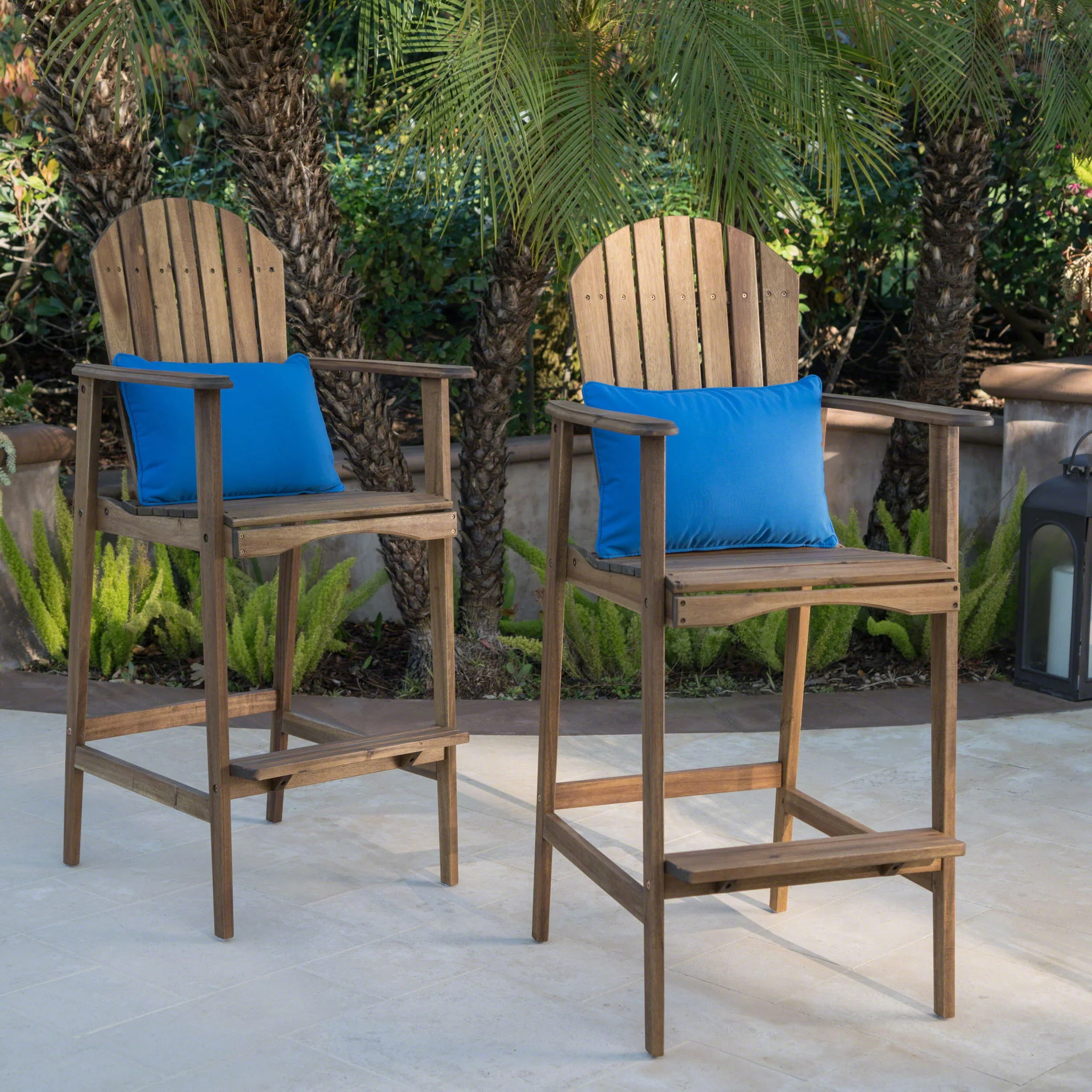 Outdoor Acacia Wood Adirondack Barstools (Set of 2) - Image 12