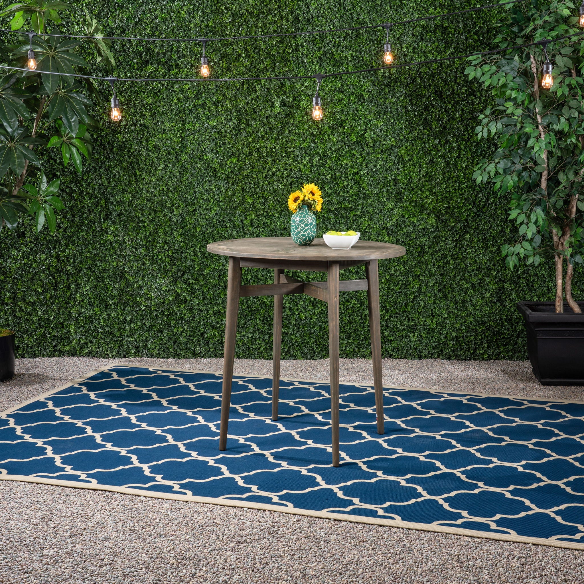 Outdoor Acacia Wood Bar Table With Slat Top - Image 7