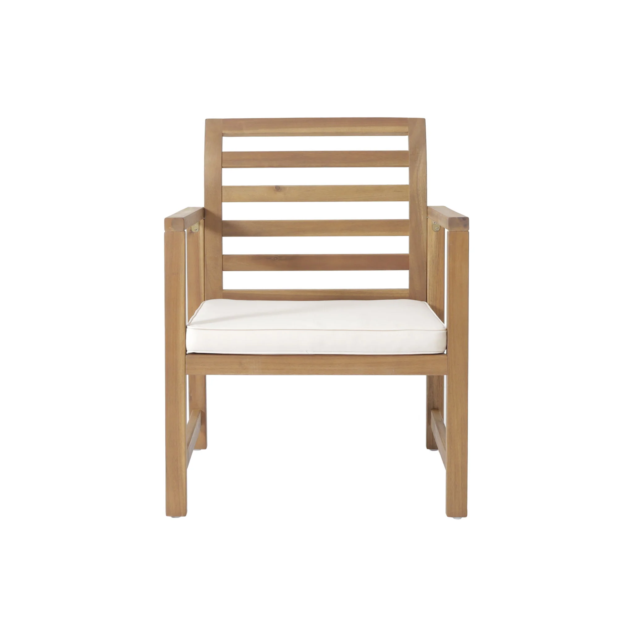 Outdoor Acacia Wood Club Chairs, 2 Pieces Set - Natural Stained / White - Image 8