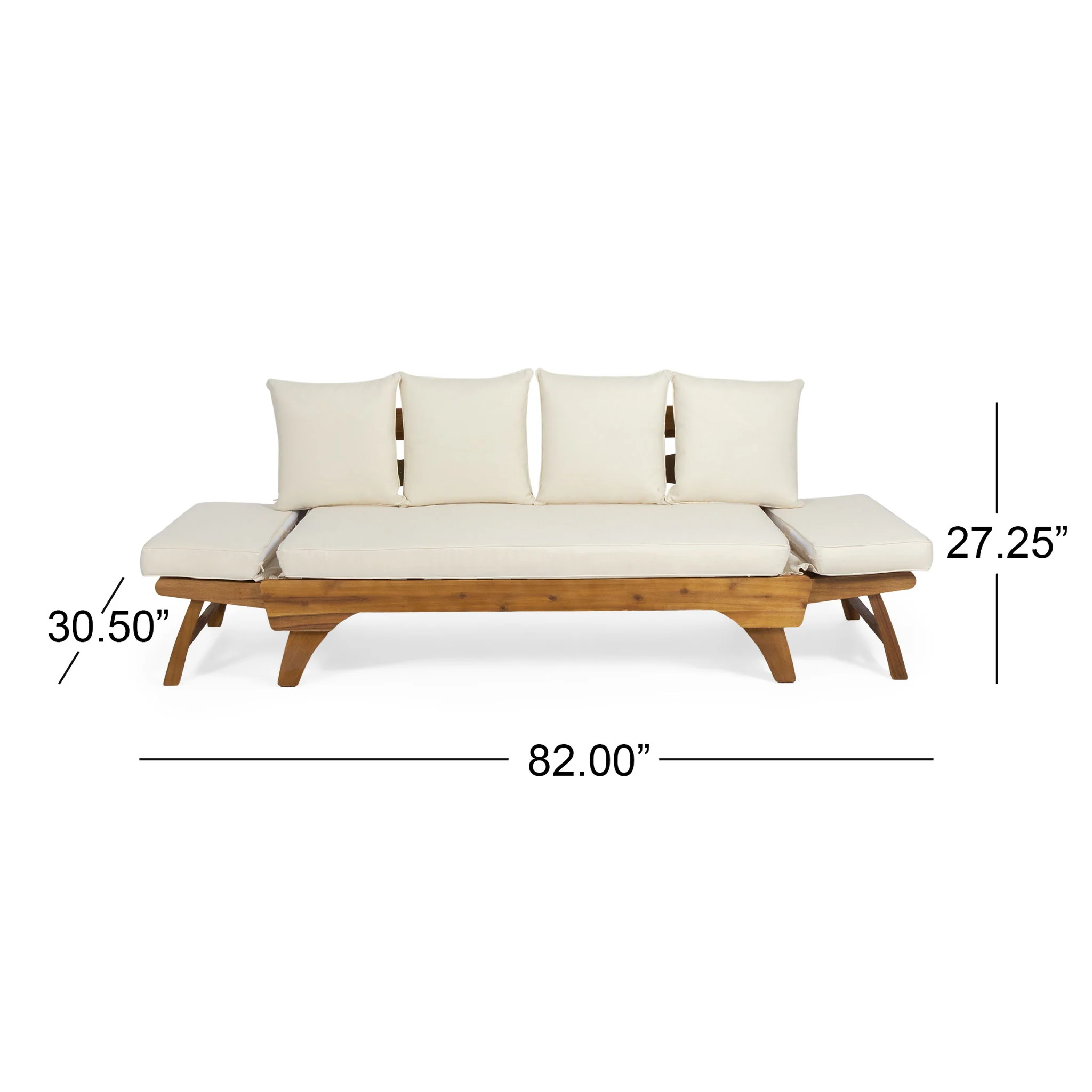 Outdoor Acacia Wood Expandable Daybed With Cushions - Image 29