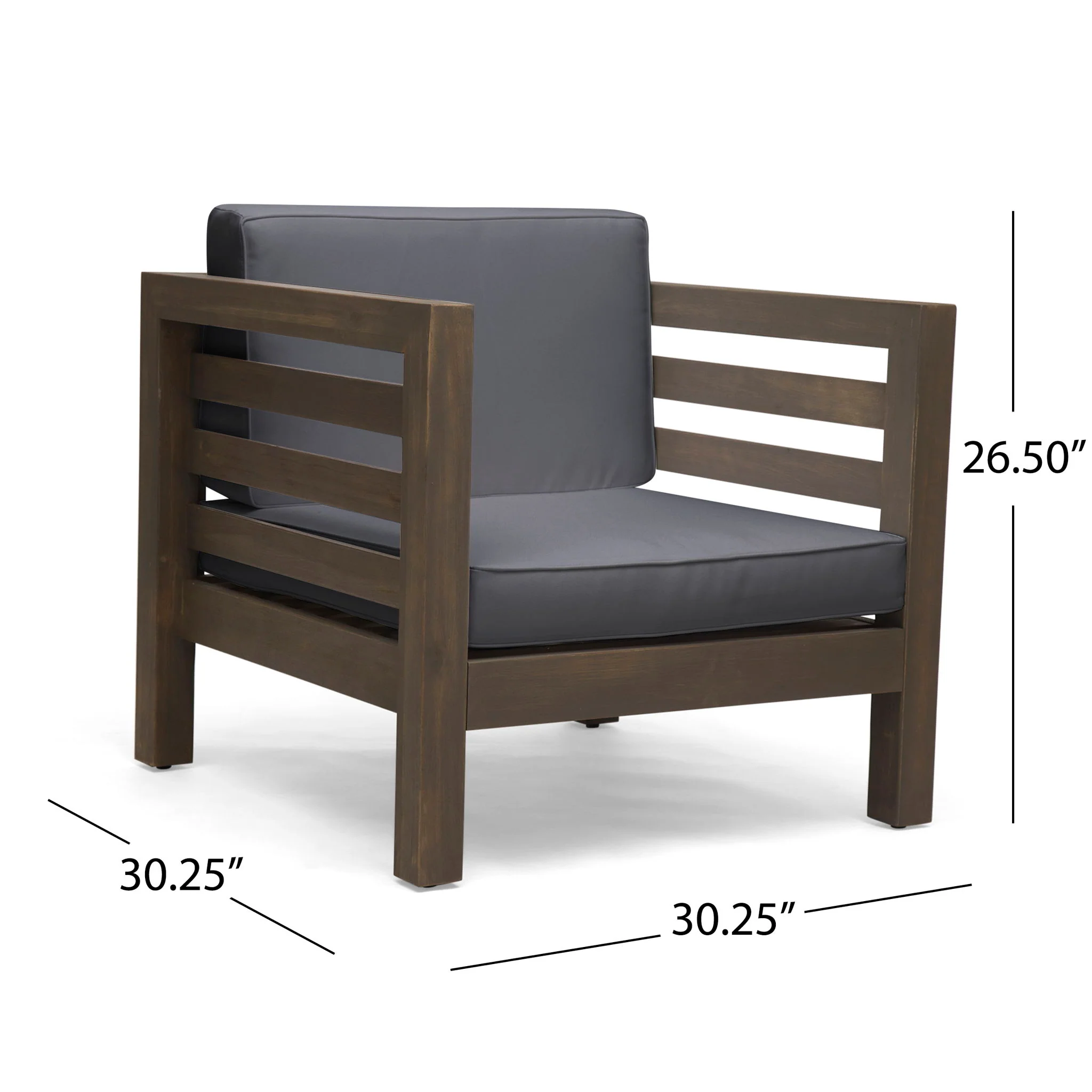 Outdoor Acacia Wood Patio Chair With Fabric Cushion - Image 25