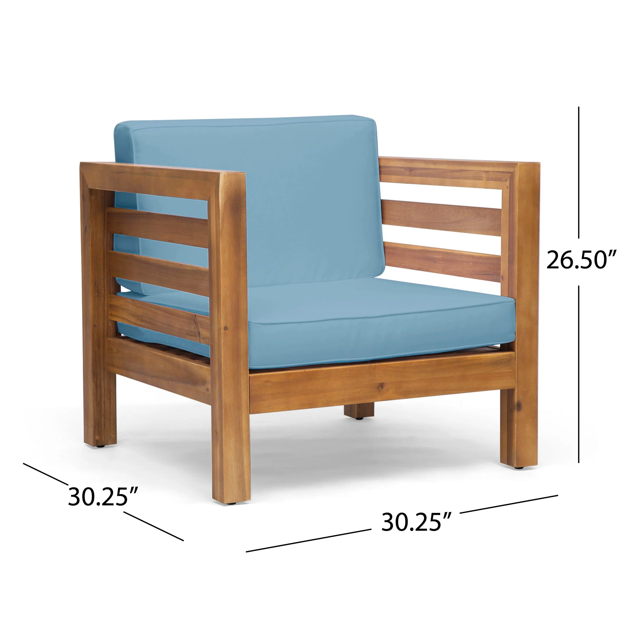 Outdoor Acacia Wood Patio Chair With Fabric Cushion - Image 35