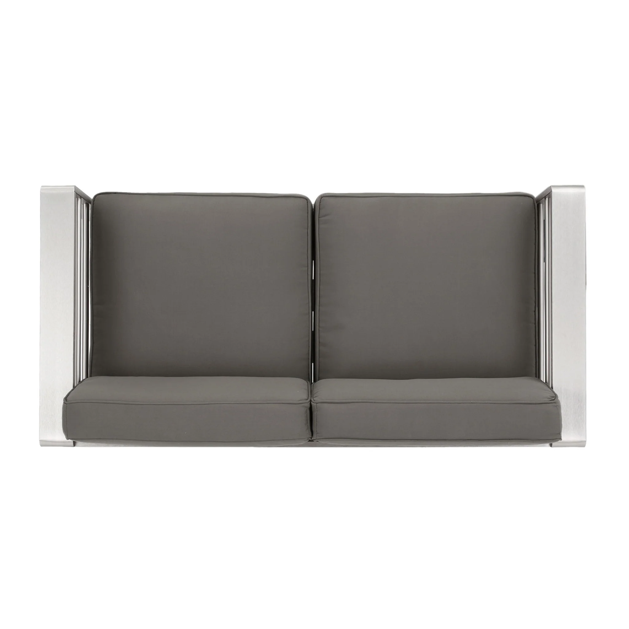 Outdoor Aluminum Loveseat With Cushion - Gray - Image 2