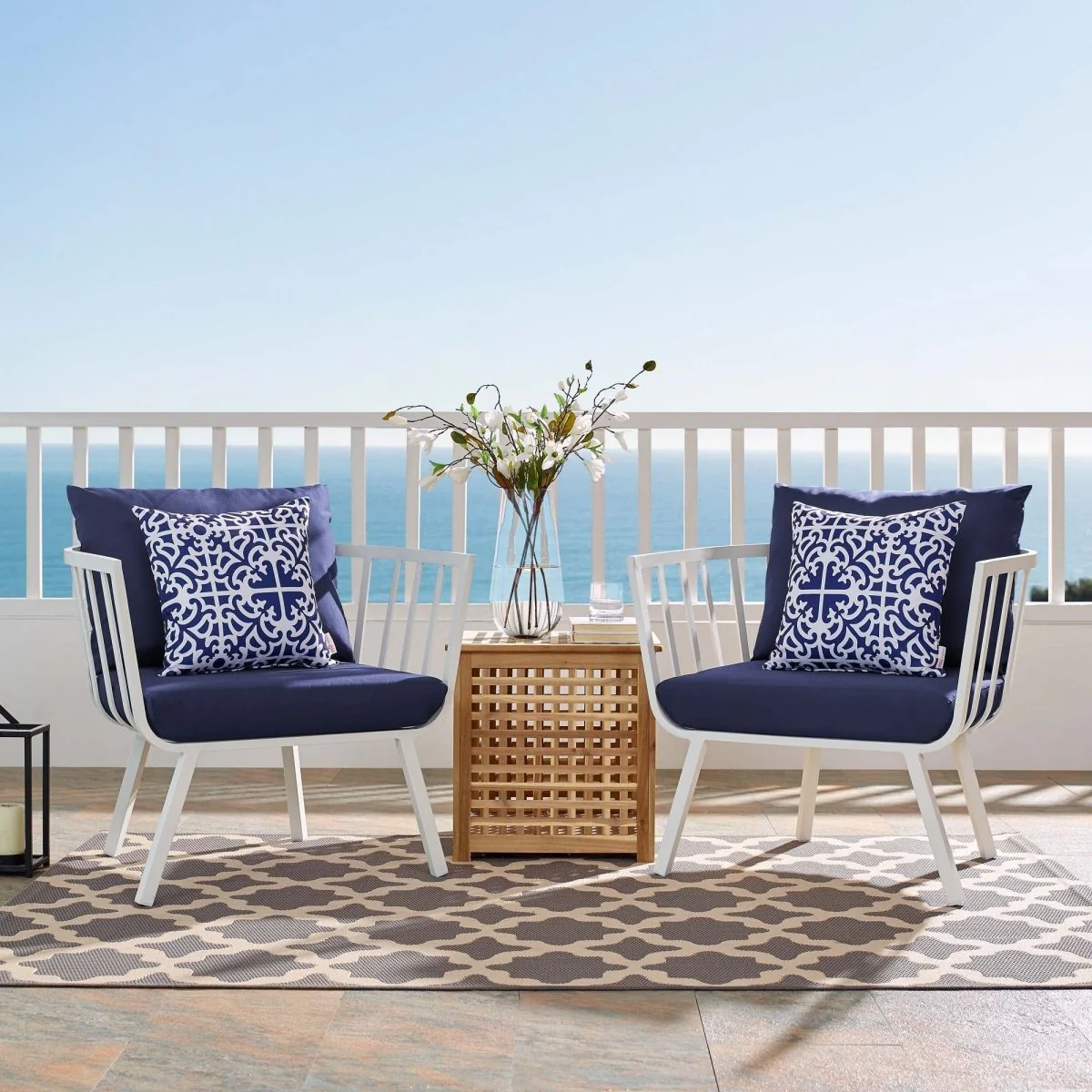 Outdoor Aluminum Patio Armchair Set of 2 Durable Weather-Resistant Seating for Porch - Image 32